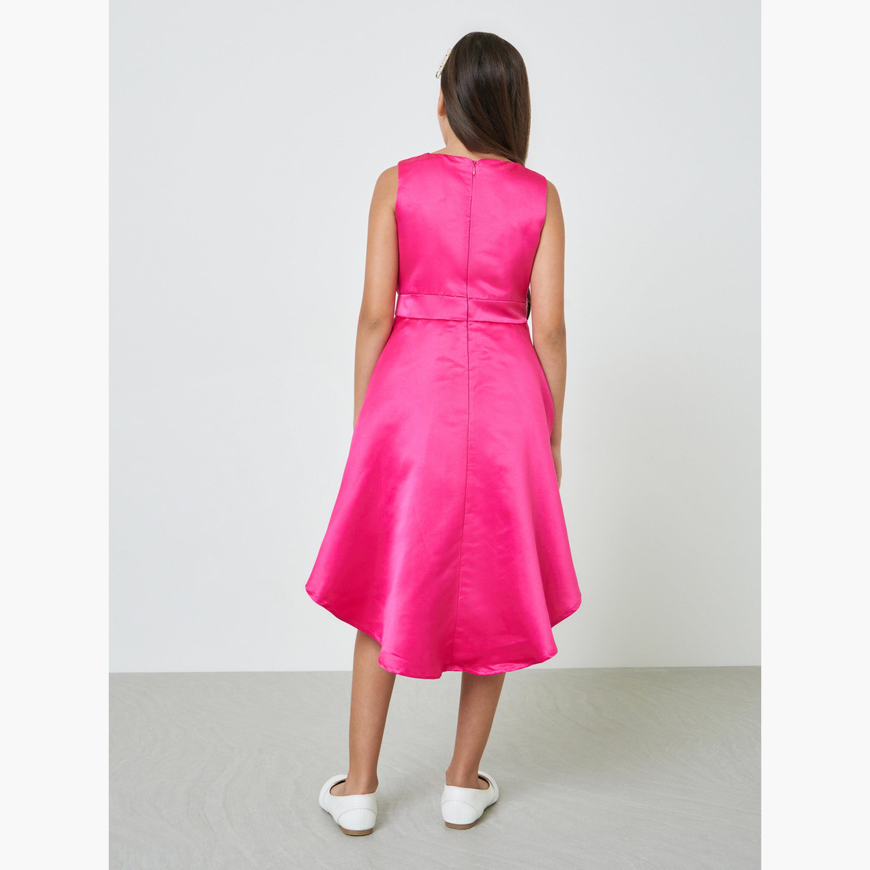 Take Two Girls Pink A-Line Knee-Length Dress-girls-clothing-dressesandjumpsuits-image-3
