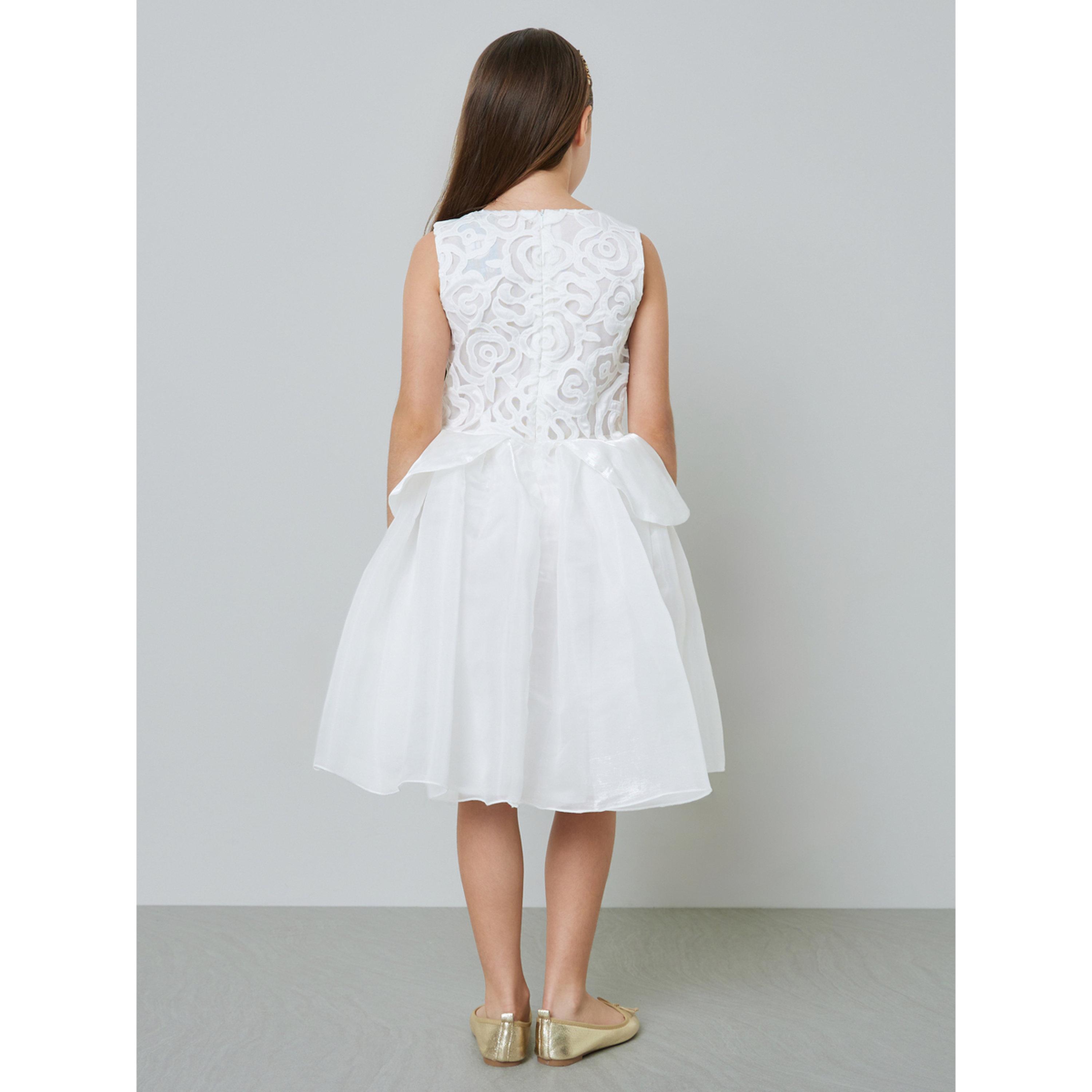 Take Two White Mesh Insert Textured Dress-girls-clothing-dressesandjumpsuits-image-3