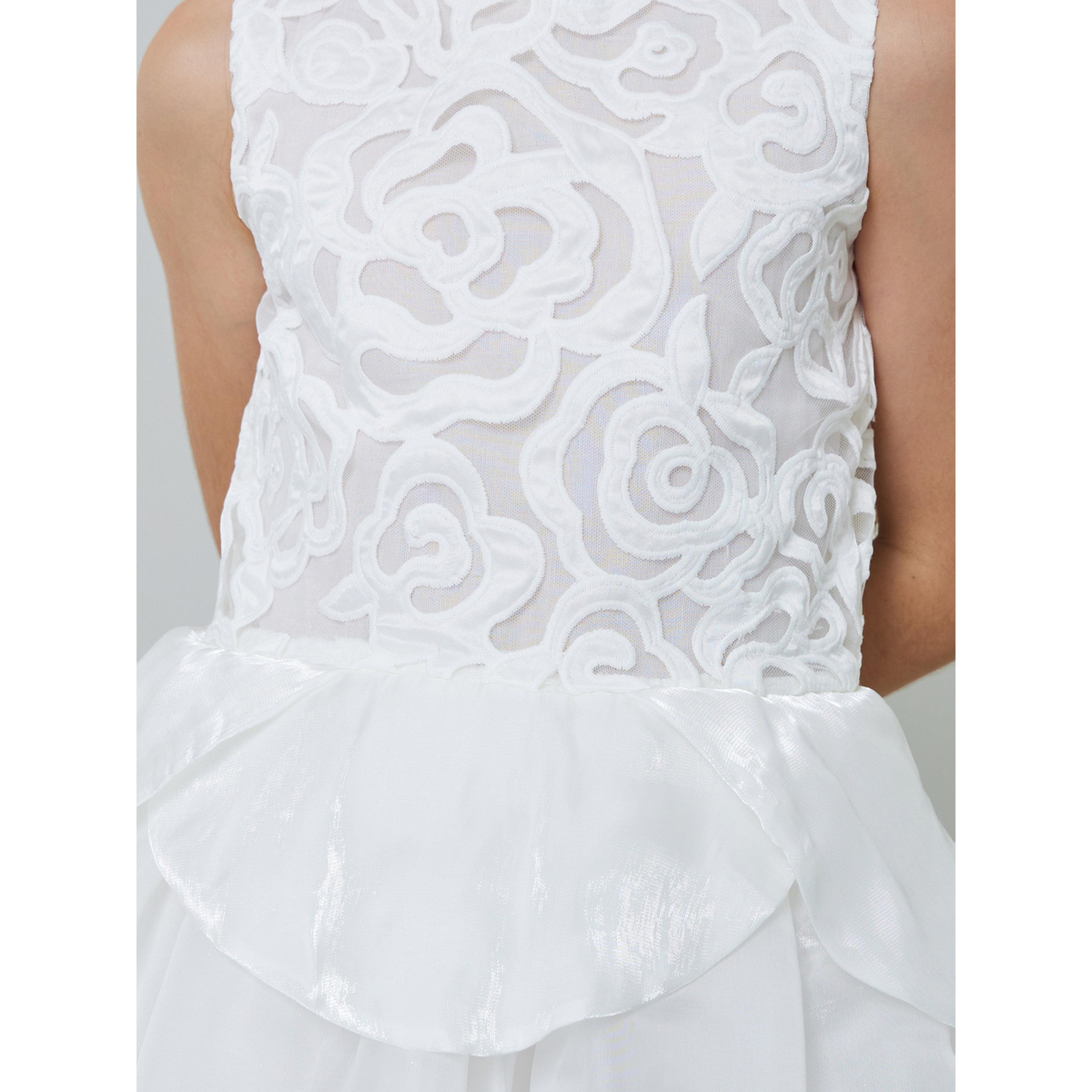 Take Two White Mesh Insert Textured Dress-girls-clothing-dressesandjumpsuits-image-4