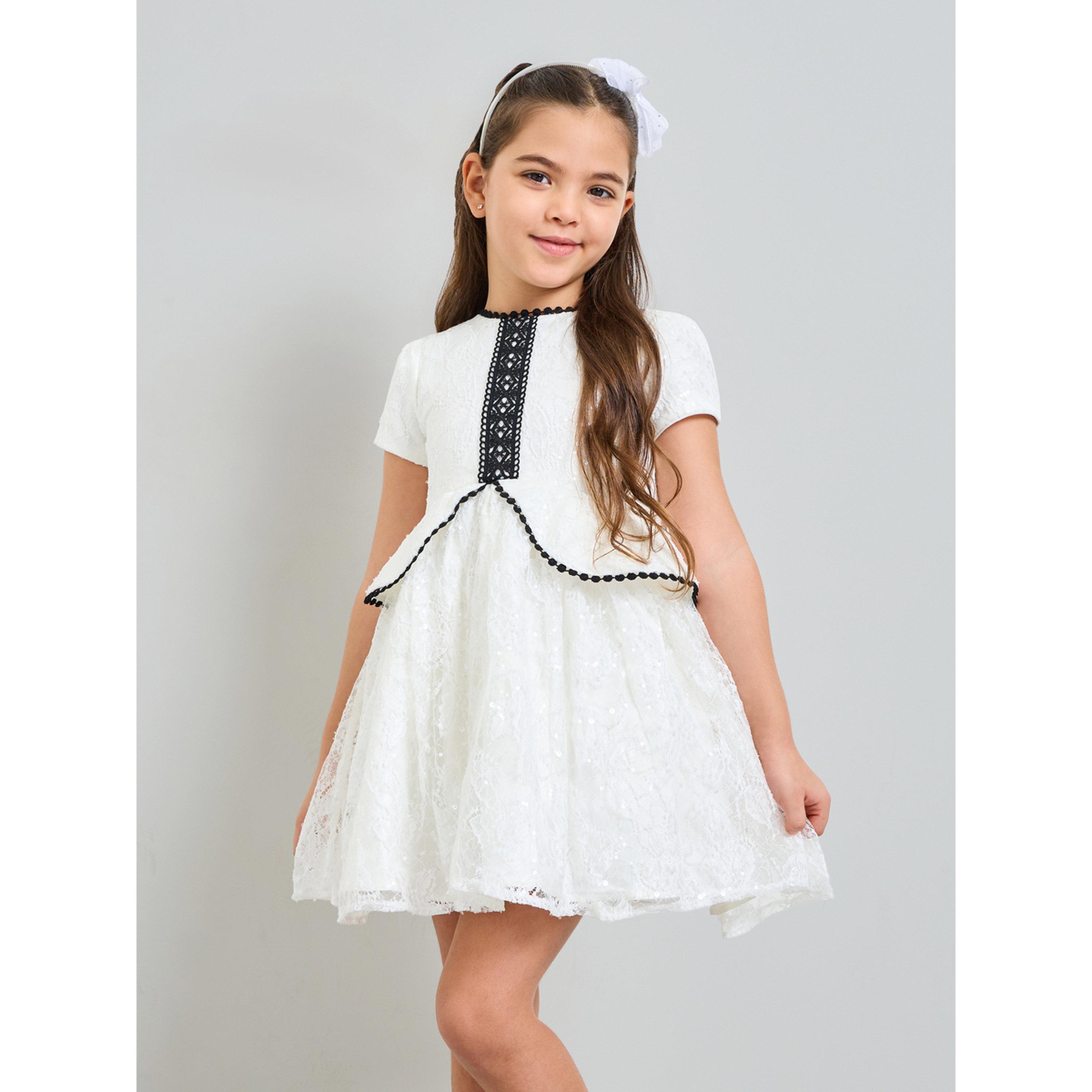 Take Two White A-Line Knee-Length Dress-girls-clothing-dressesandjumpsuits-image-1