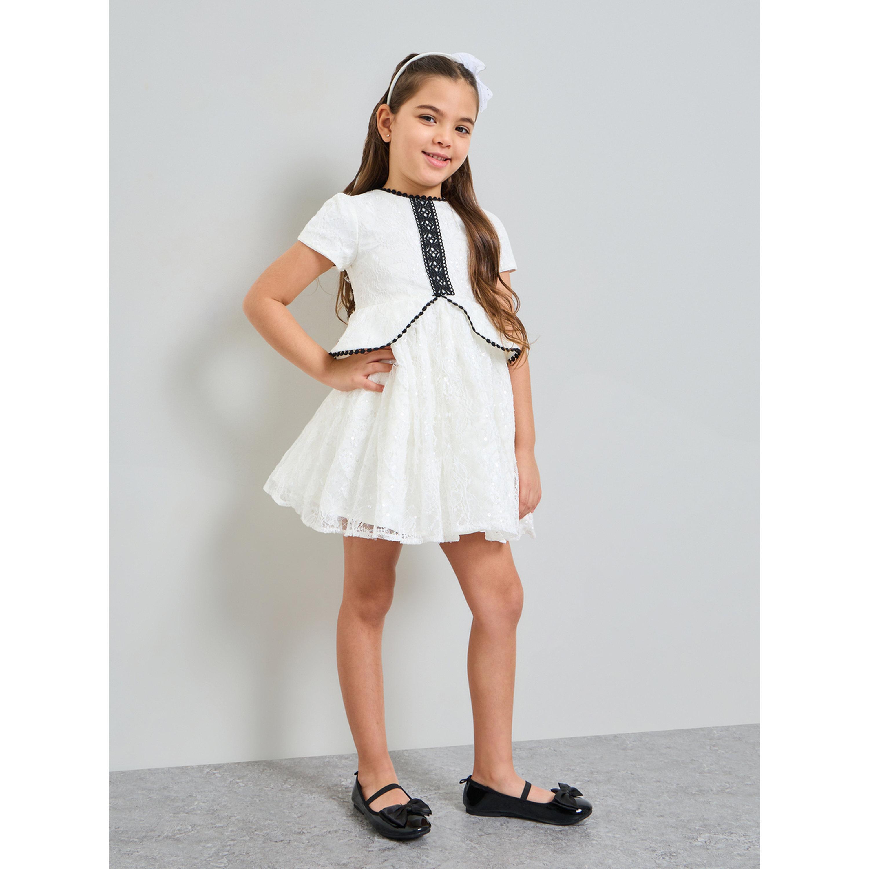 Take Two White A-Line Knee-Length Dress-girls-clothing-dressesandjumpsuits-image-2