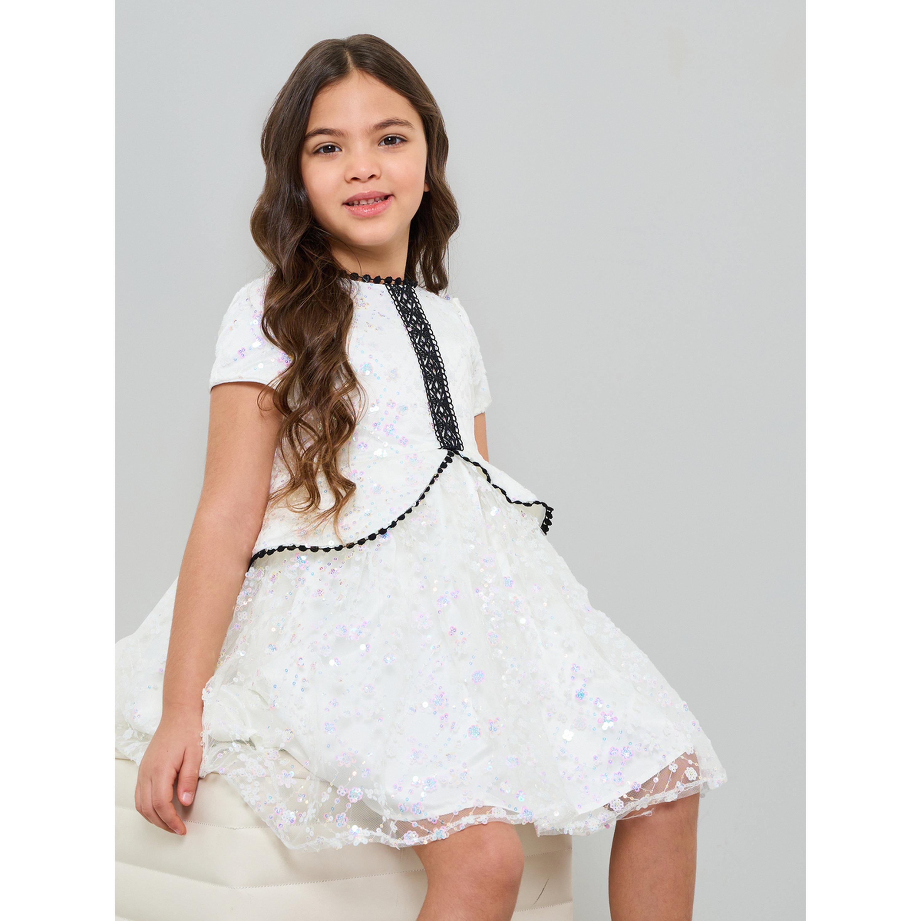 Take Two Girls White Sequin A-Line Knee-Length Dress-girls-clothing-dressesandjumpsuits-image-4