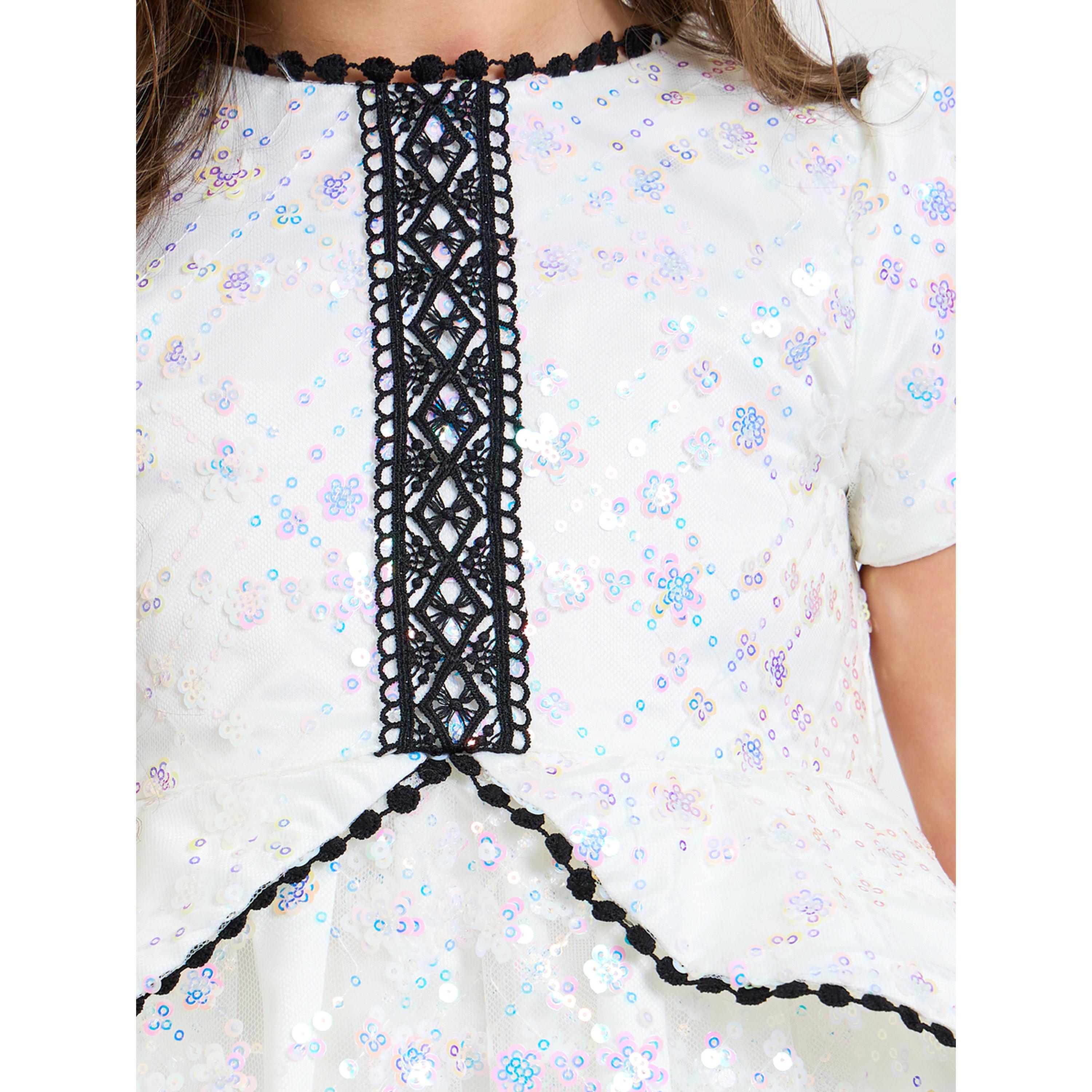 Take Two Girls White Sequin A-Line Knee-Length Dress-girls-clothing-dressesandjumpsuits-image-5