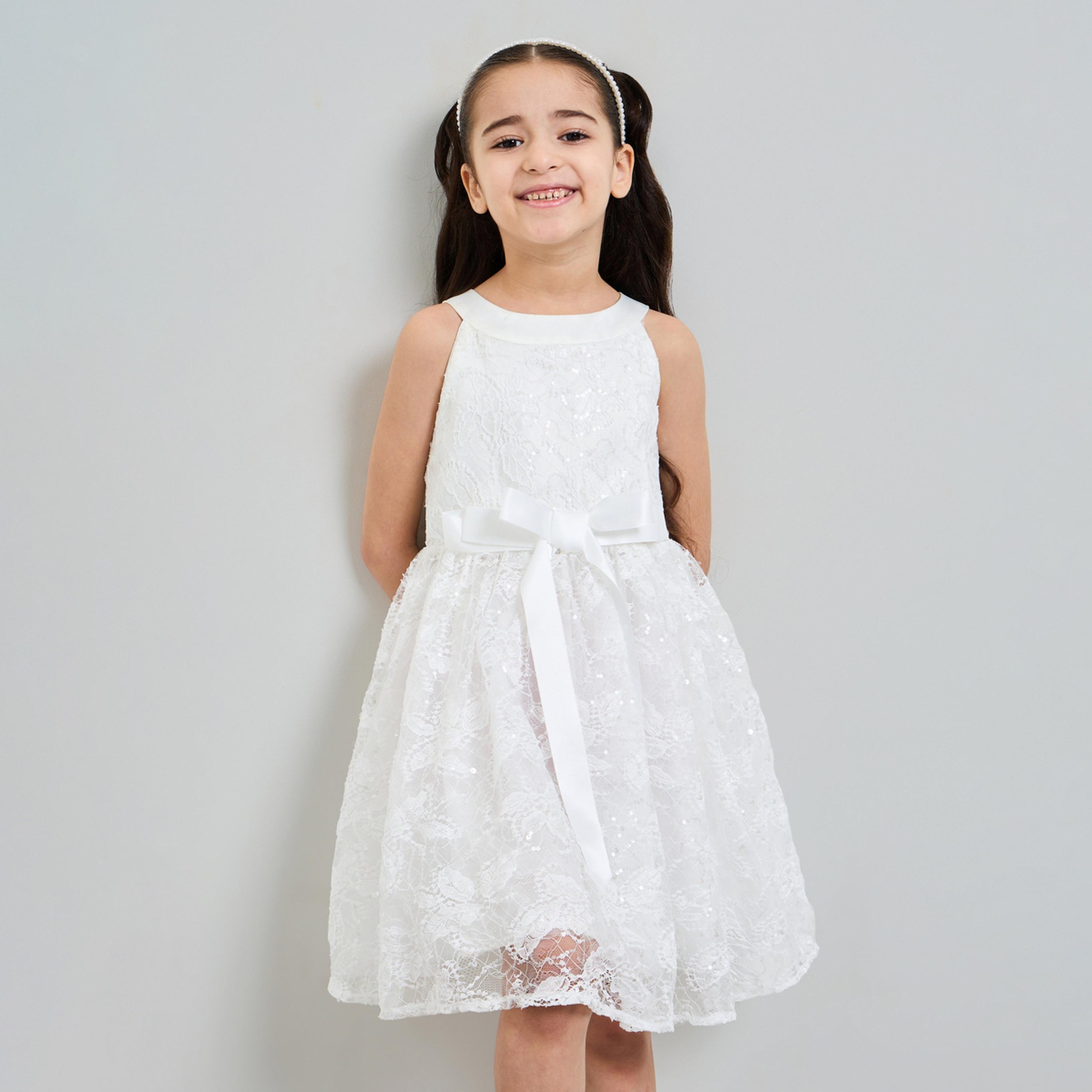 Take Two Girls White Lace Insert A-Line Dress-girls-clothing-dressesandjumpsuits-image-1