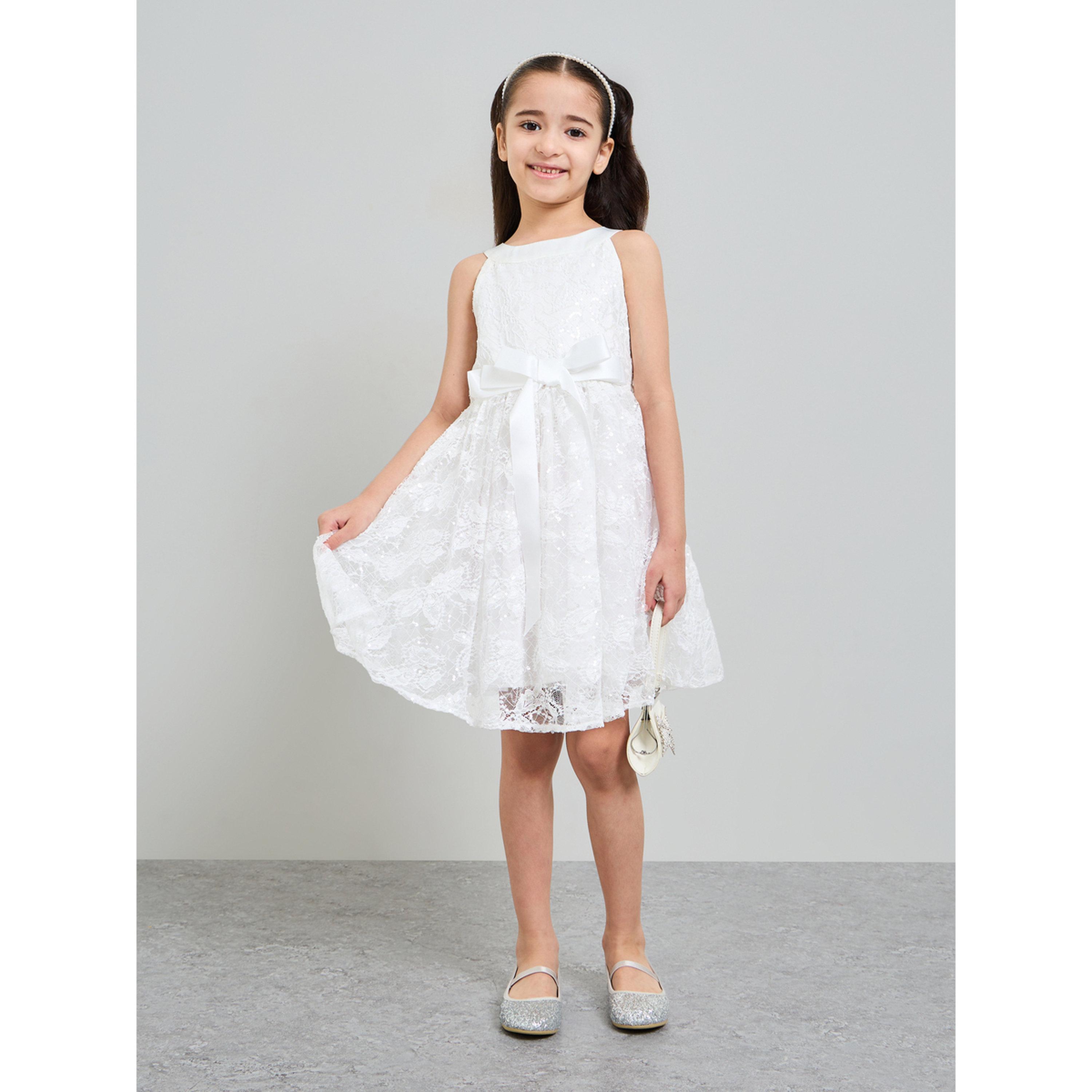 Take Two Girls White Lace Insert A-Line Dress-girls-clothing-dressesandjumpsuits-image-2