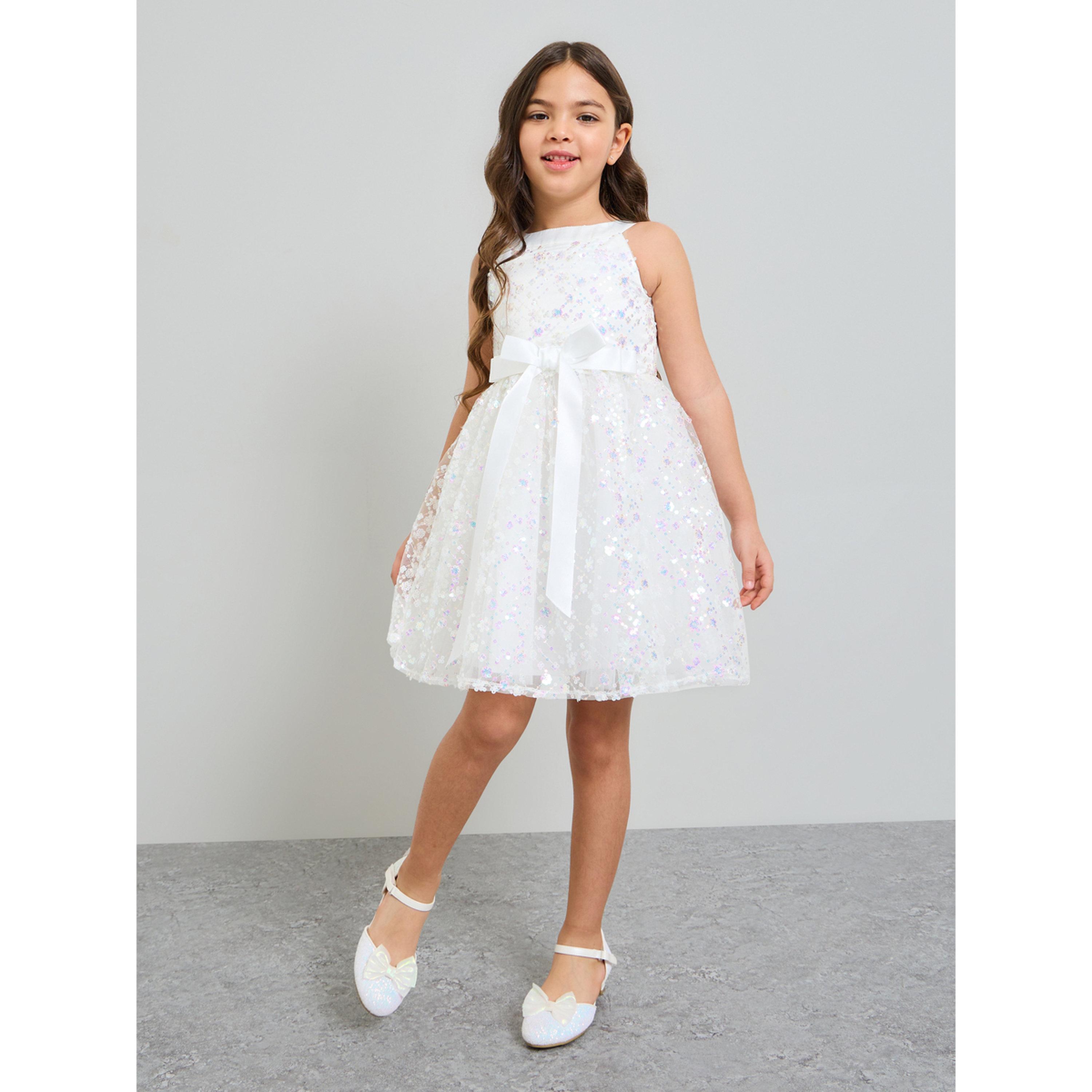 Take Two Girls White Sequin A-Line Knee-Length Dress-girls-clothing-dressesandjumpsuits-image-2