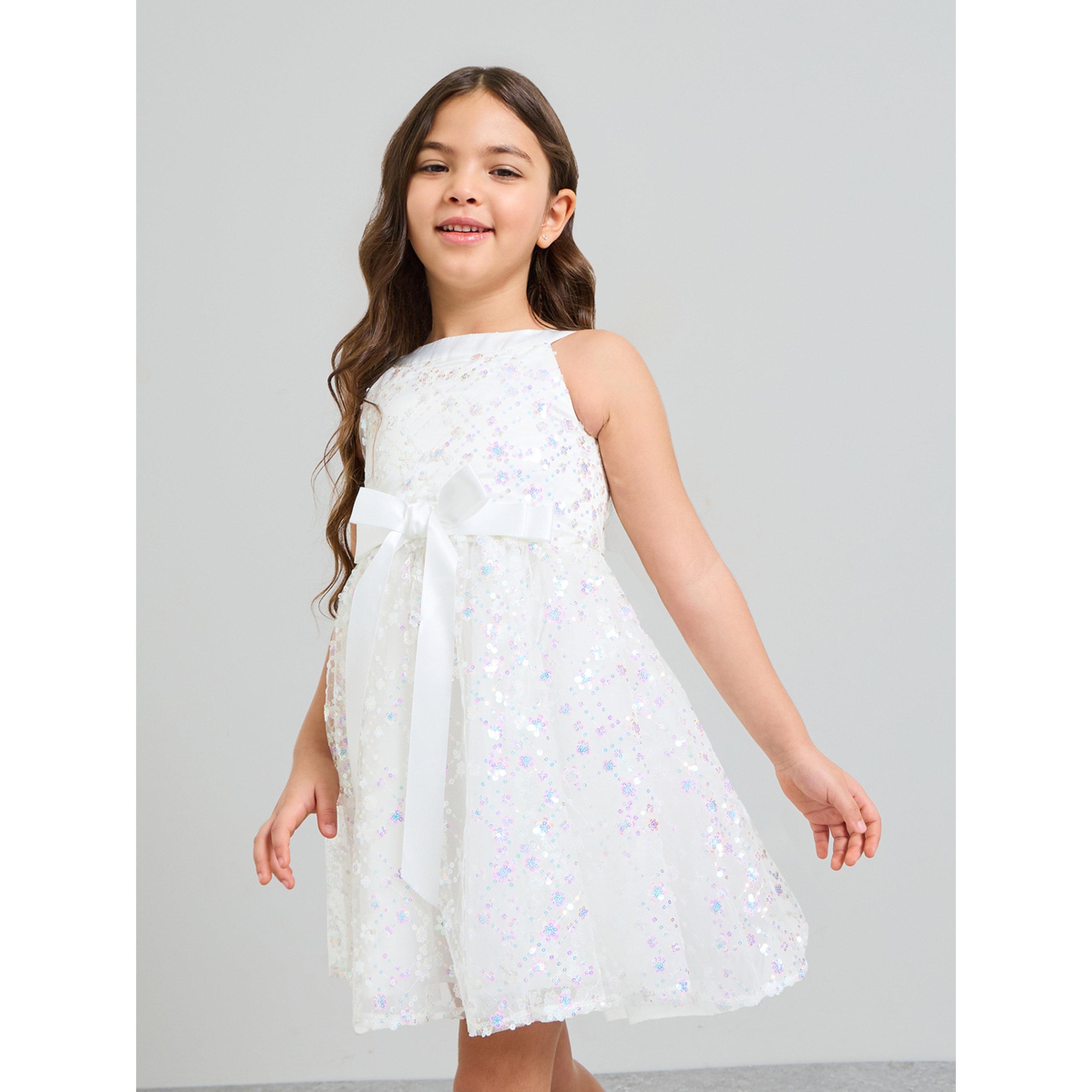 Take Two Girls White Sequin A-Line Knee-Length Dress-girls-clothing-dressesandjumpsuits-image-3