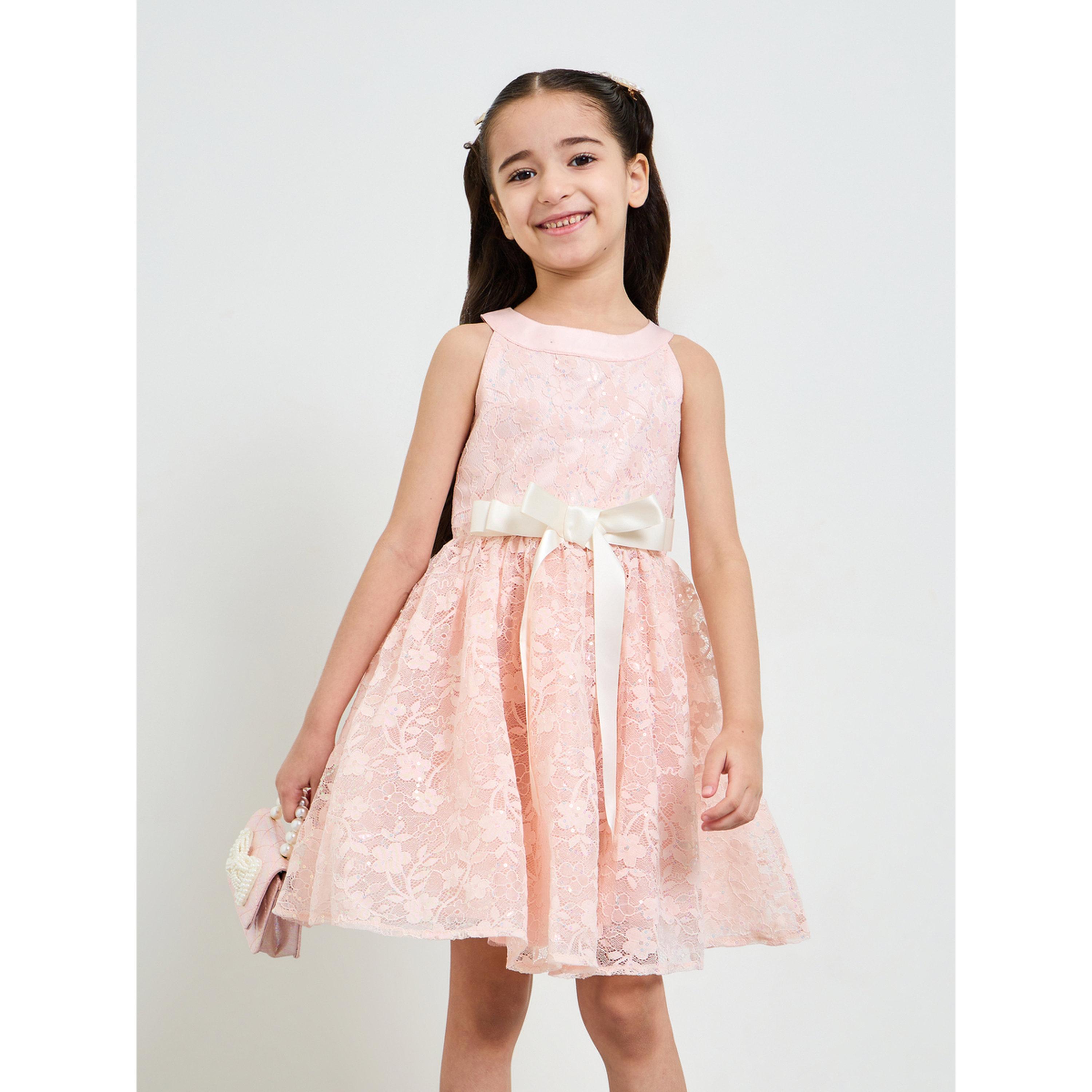 Take Two Girls Light Pink Lace A-Line Dress-girls-clothing-dressesandjumpsuits-image-1
