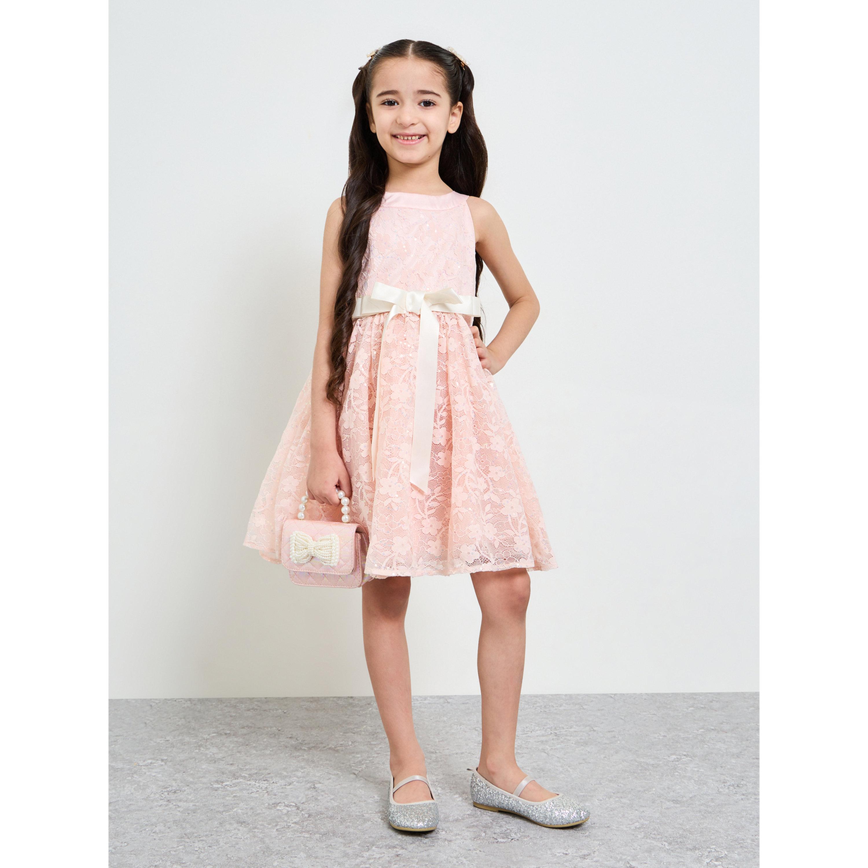Take Two Girls Light Pink Lace A-Line Dress-girls-clothing-dressesandjumpsuits-image-2