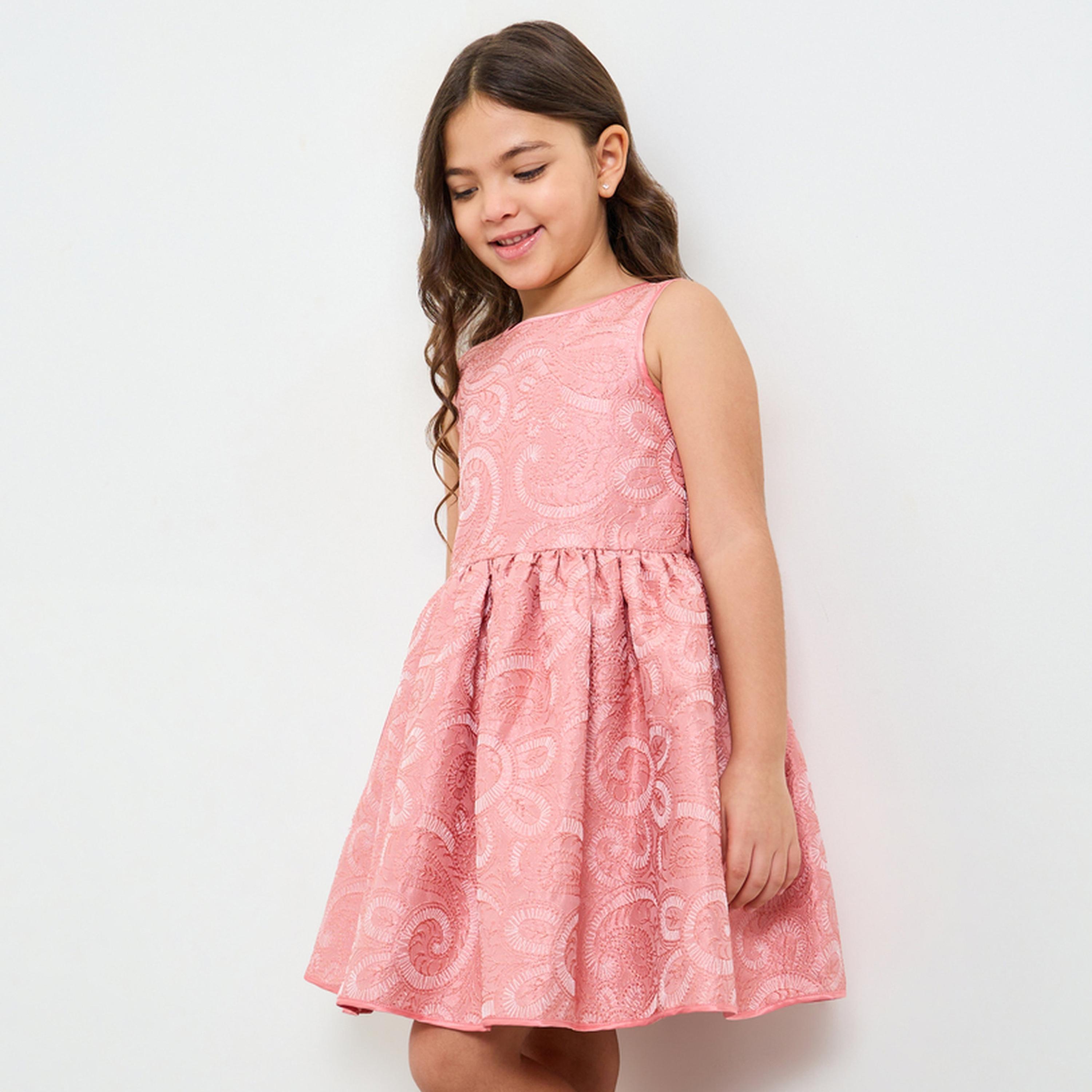 Take Two Girls Dark Pink A-Line Knee-Length Embroidered Dress-girls-clothing-dressesandjumpsuits-image-1