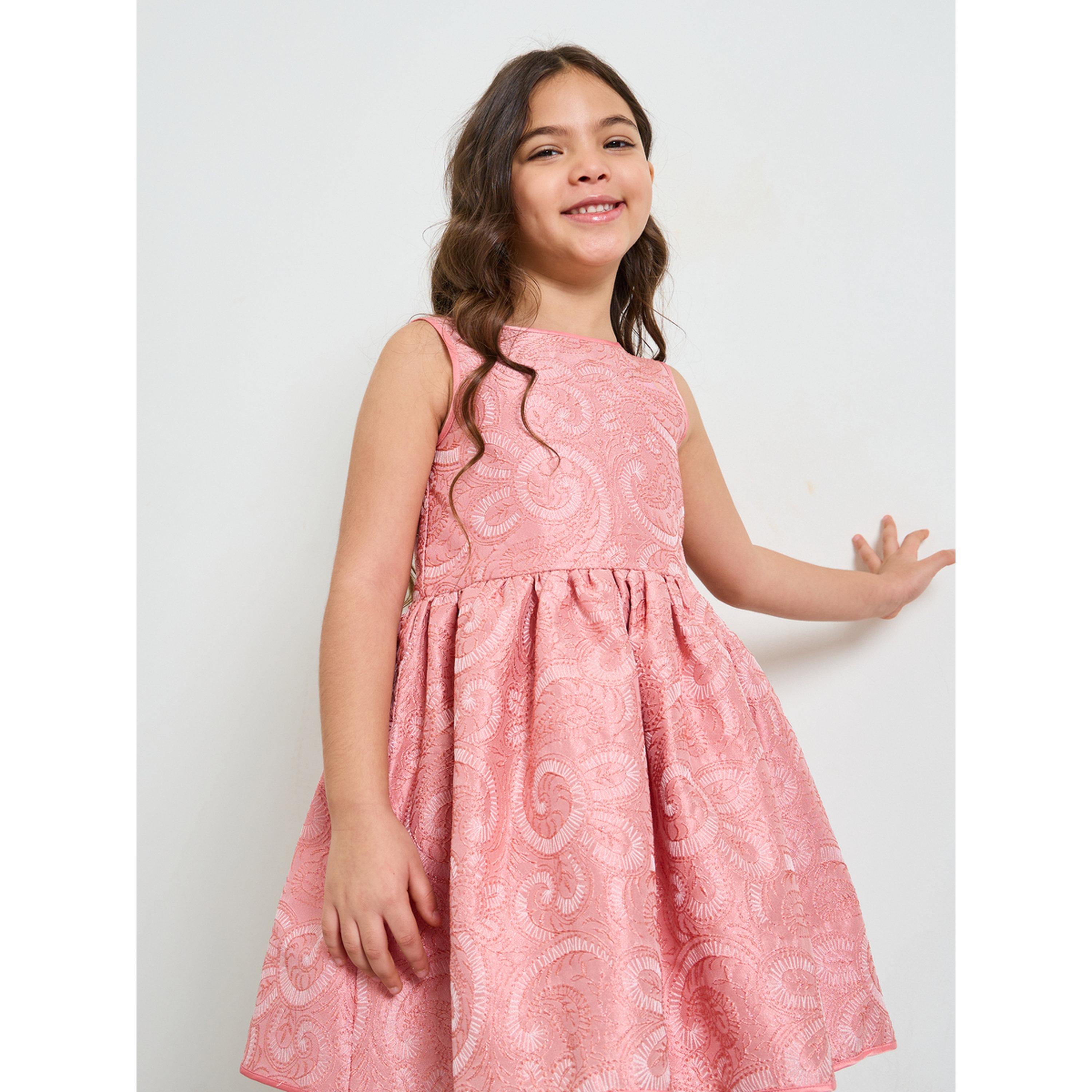Take Two Girls Dark Pink A-Line Knee-Length Embroidered Dress-girls-clothing-dressesandjumpsuits-image-3