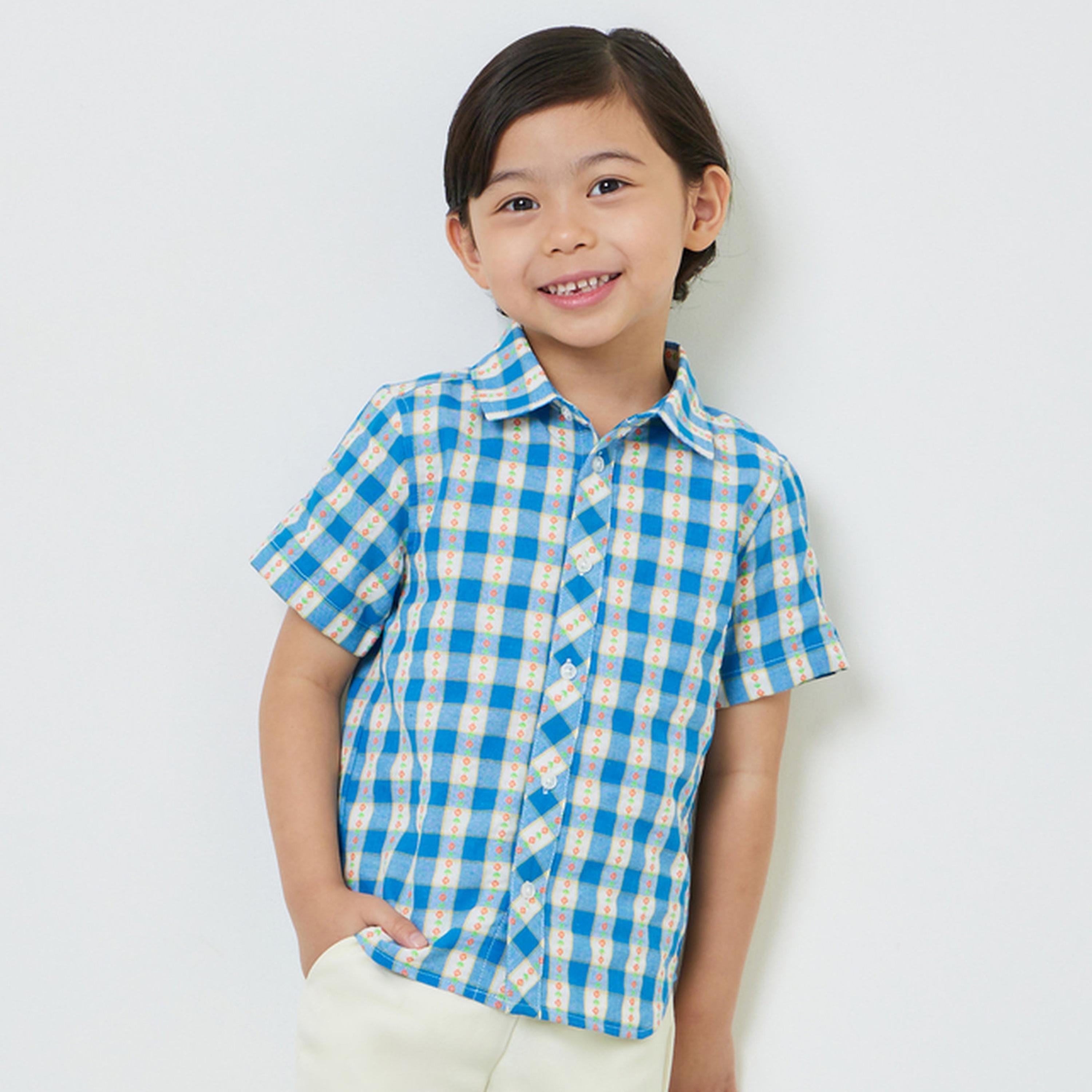 Take Two Boys Blue Gingham Check Short Sleeve Shirt-boys-clothing-shirts-image-1