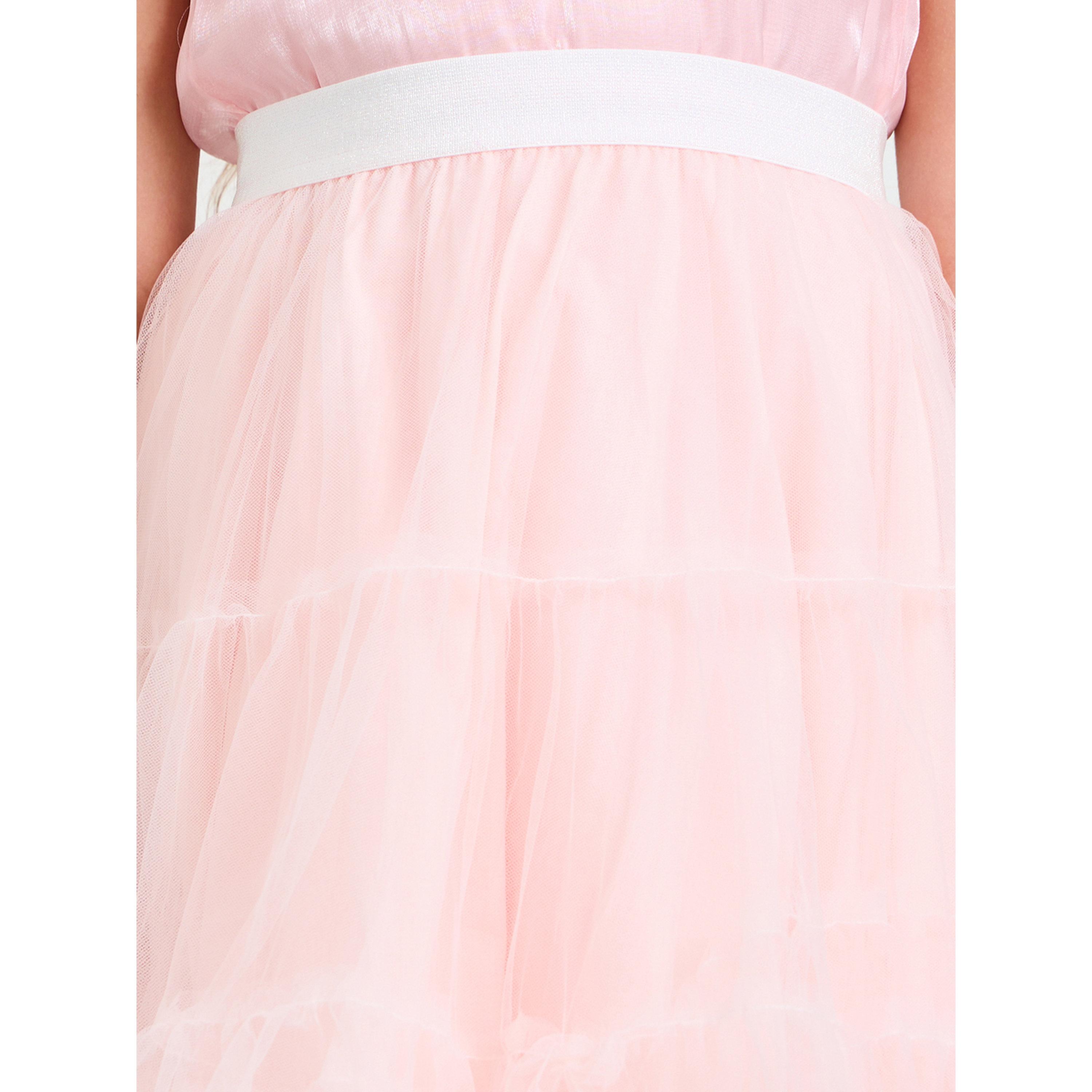 تنورة ميدي طبقات بحافة واسعة وتدرج ألوان للبنات باللون الخوخي-girls-clothing-bottoms-skirts-image-3