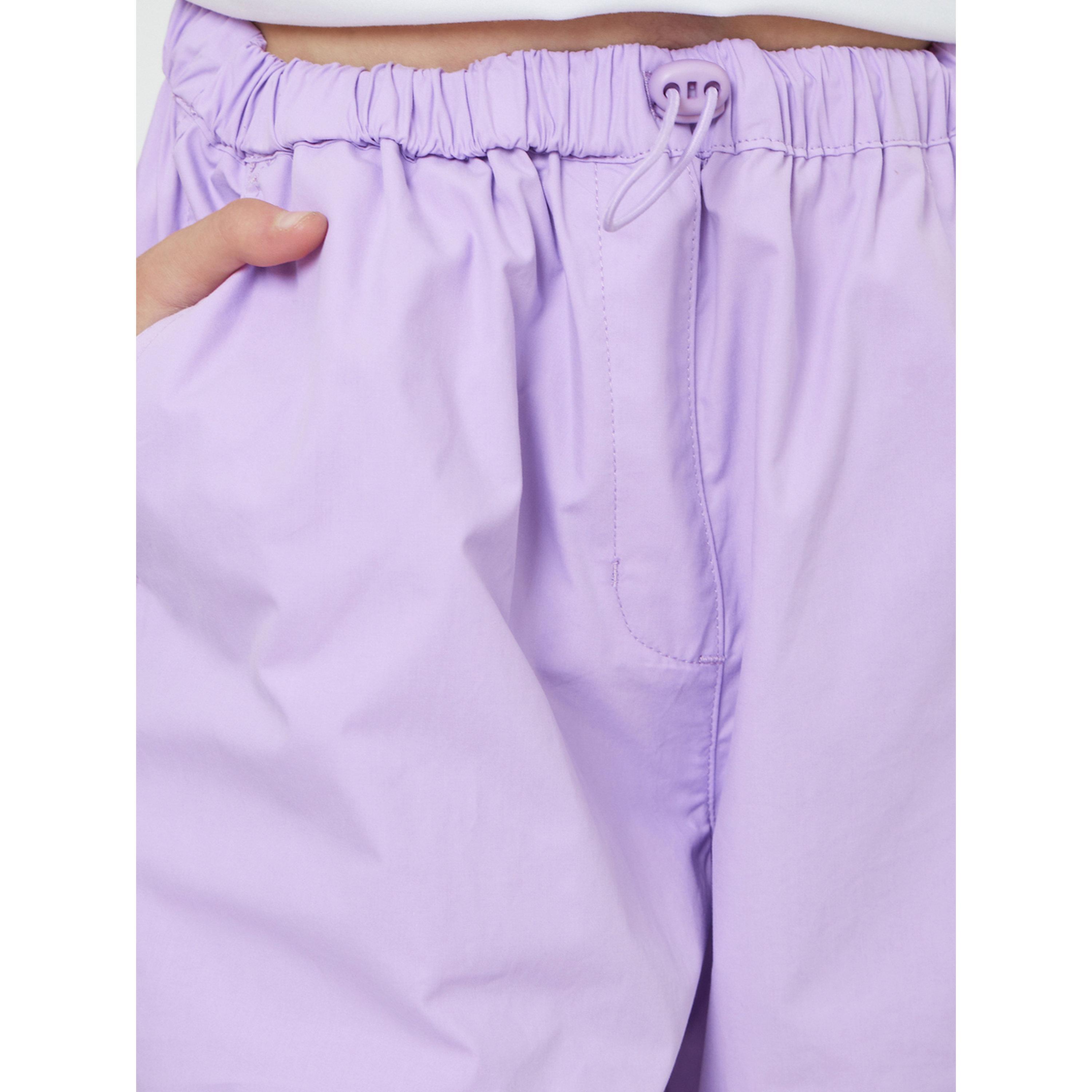 بنطال قطن بقصة مريحة سادة للبنات أرجواني-girls-clothing-bottoms-trousers-image-3