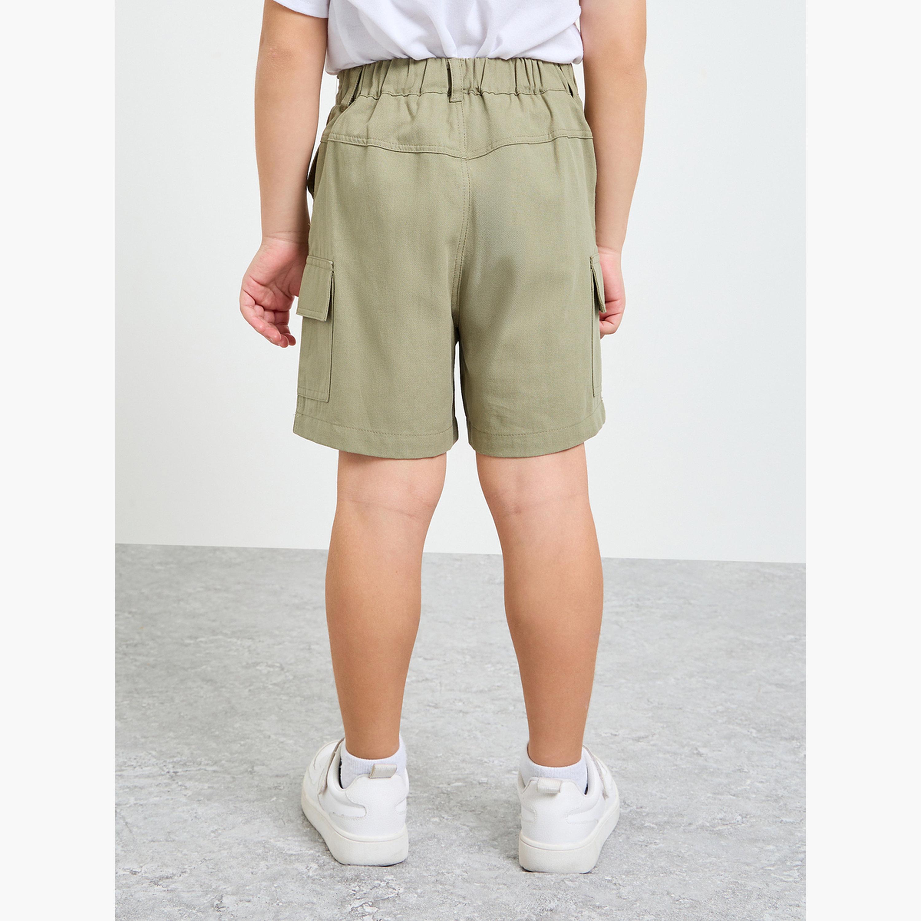 Take Two Green Cotton Regular Fit Cargo Shorts-boys-clothing-bottoms-shorts-image-4