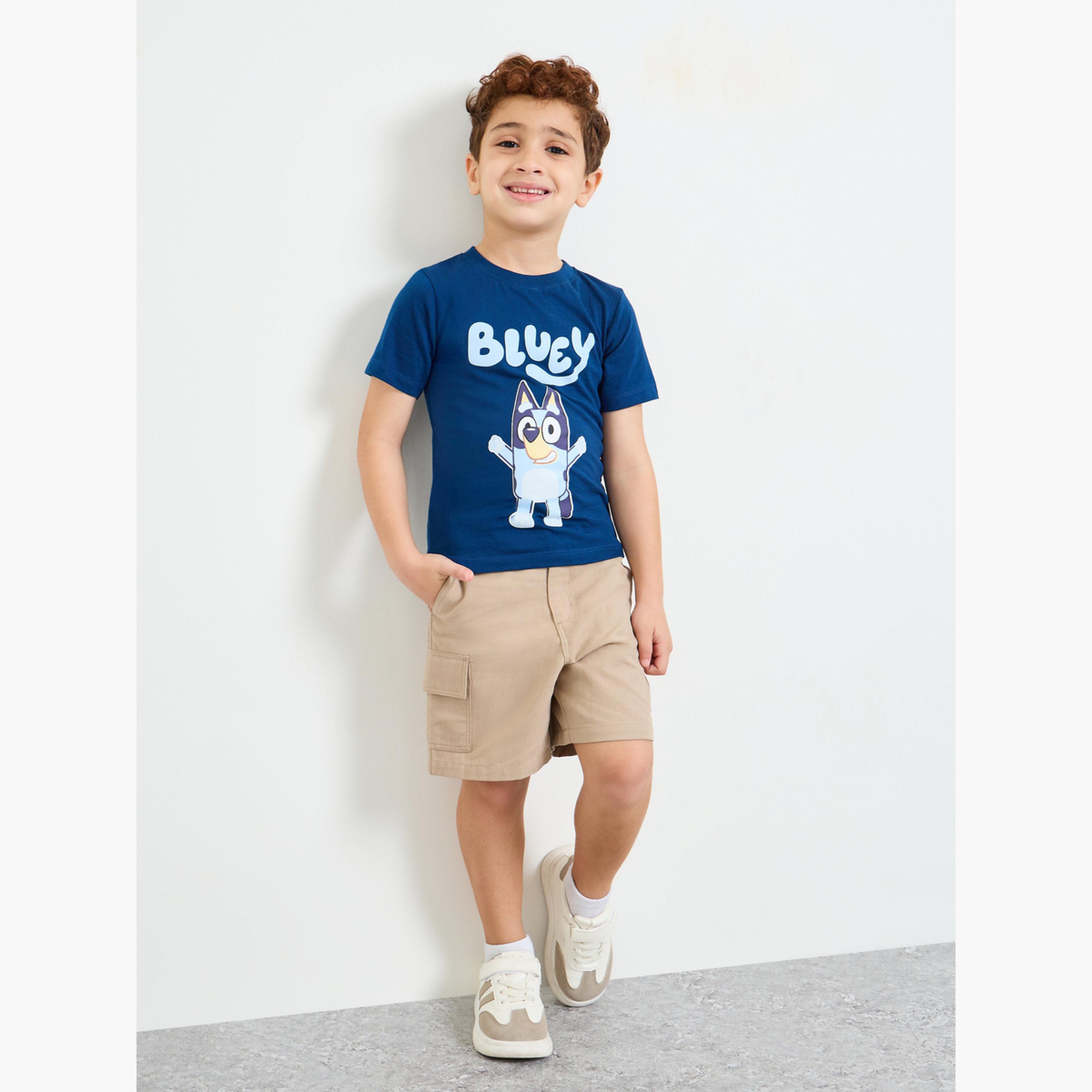 Take Two Beige Cotton Regular Fit Cargo Shorts-boys-clothing-bottoms-shorts-image-2