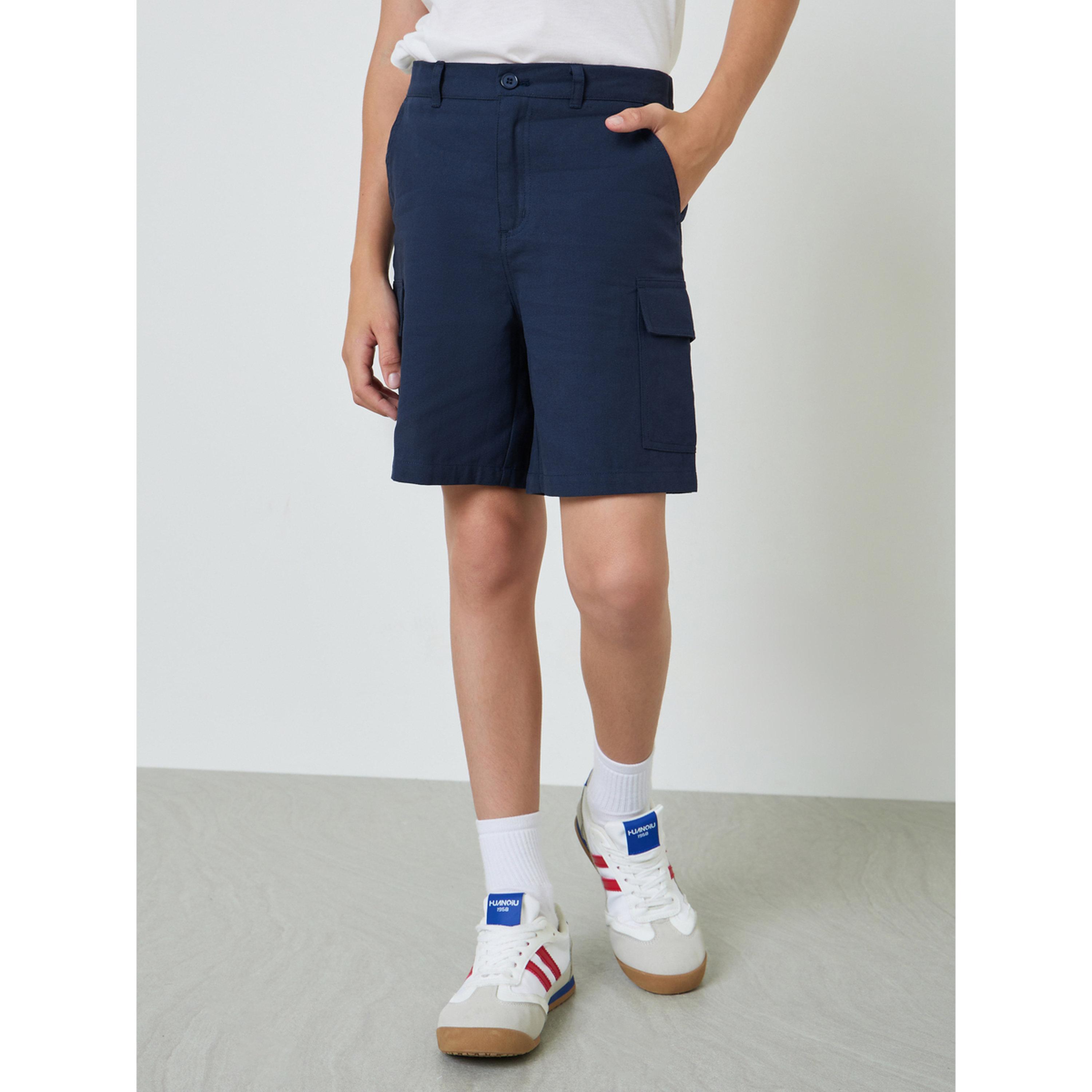 شورت كارجو قطن للأولاد أزرق داكن-boys-clothing-bottoms-shorts-image-1
