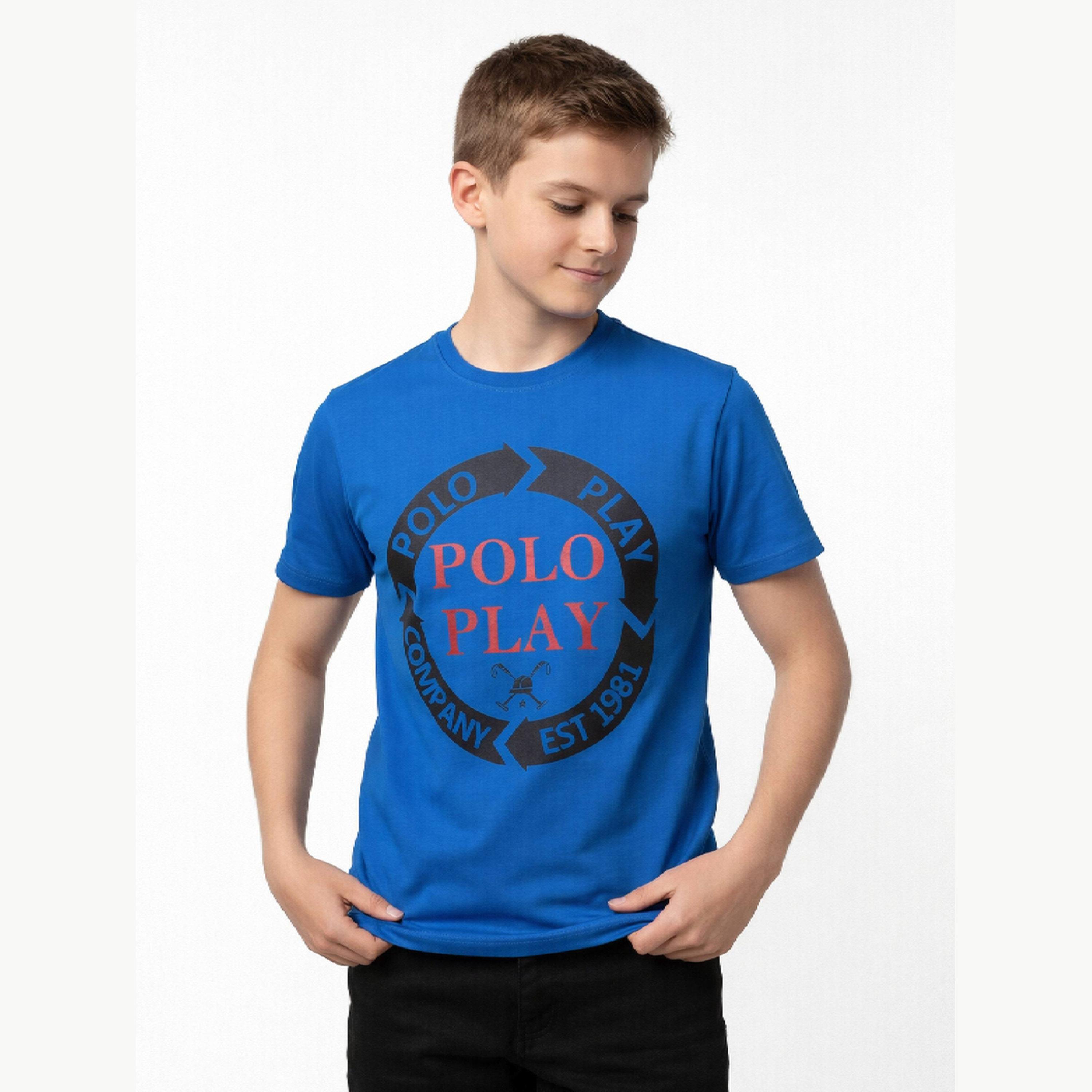 تيشيرت بياقة دائرية وشعار جرافيك للأولاد-boys-clothing-tshirtsandpolos-image-1