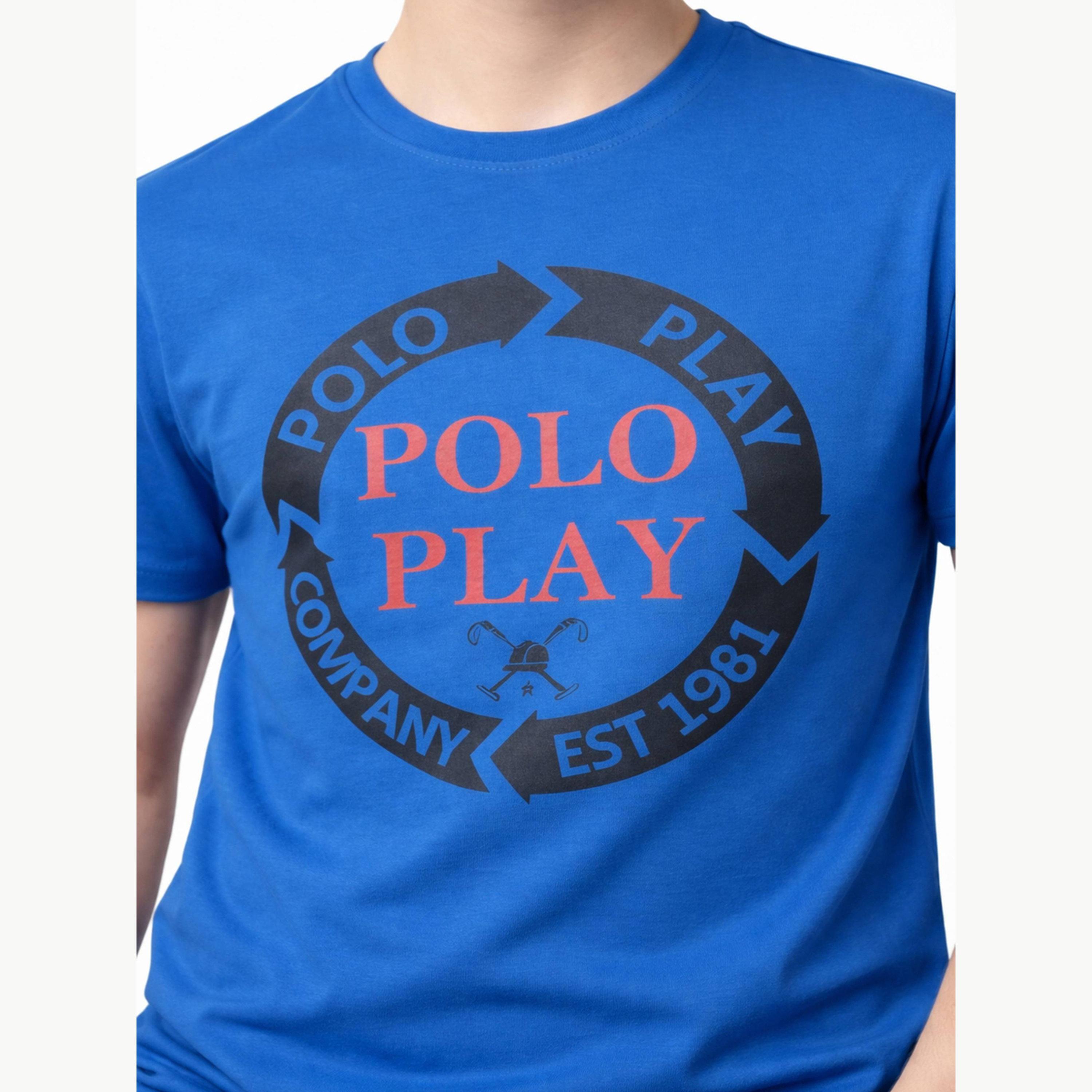 تيشيرت بياقة دائرية وشعار جرافيك للأولاد-boys-clothing-tshirtsandpolos-image-4