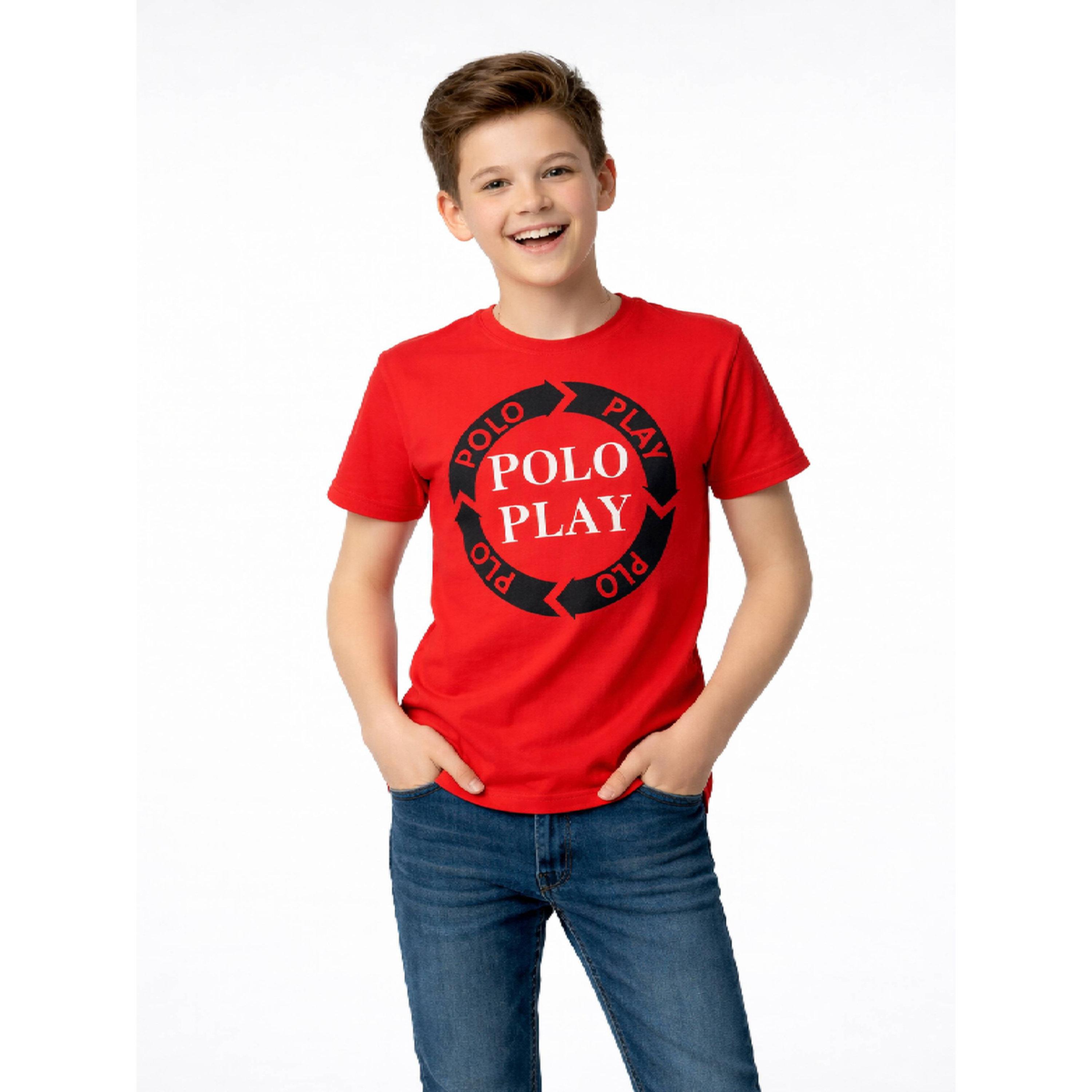 تيشيرت بياقة دائرية وشعار جرافيك للأولاد-boys-clothing-tshirtsandpolos-image-1