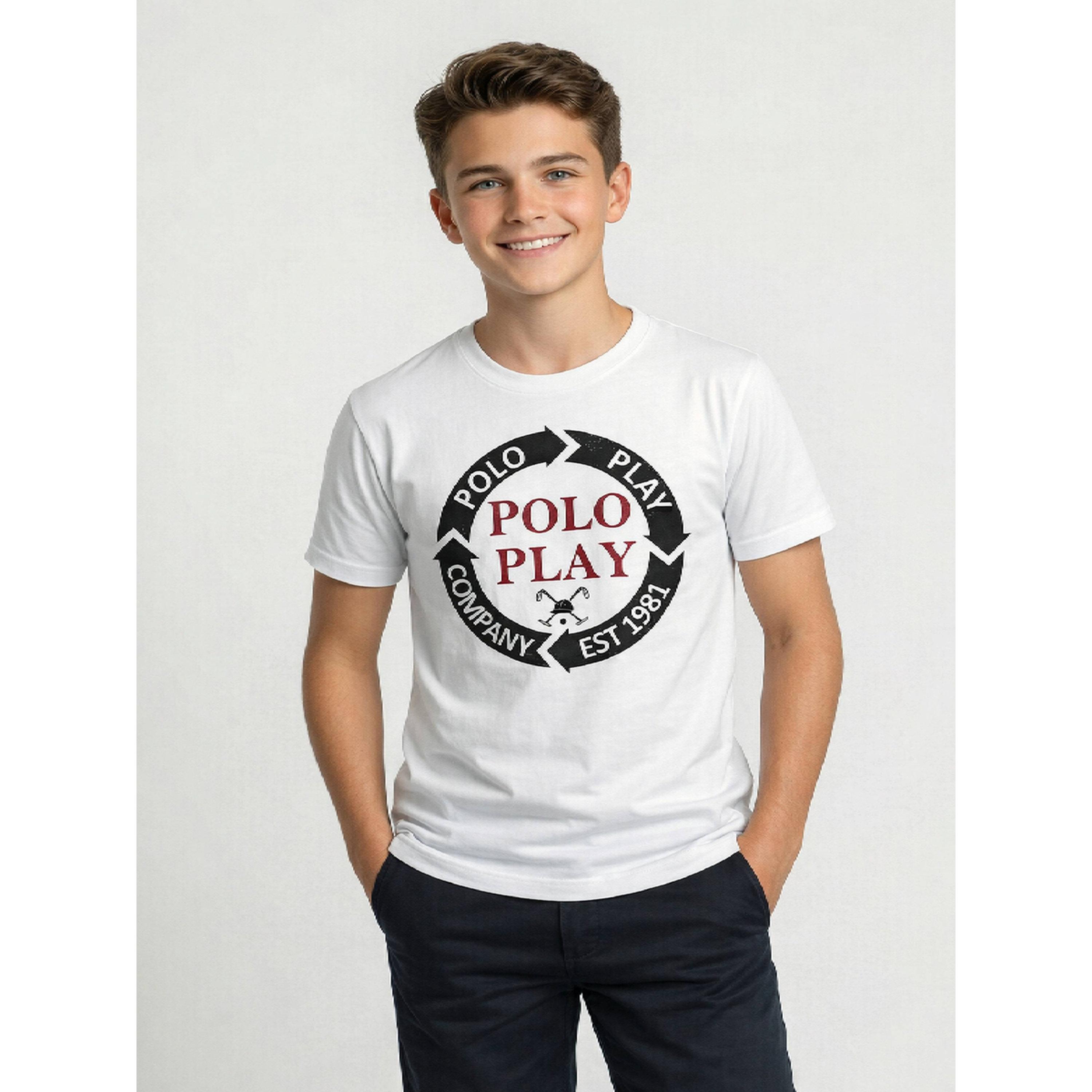 تيشيرت بياقة دائرية وشعار جرافيك للأولاد-boys-clothing-tshirtsandpolos-image-1