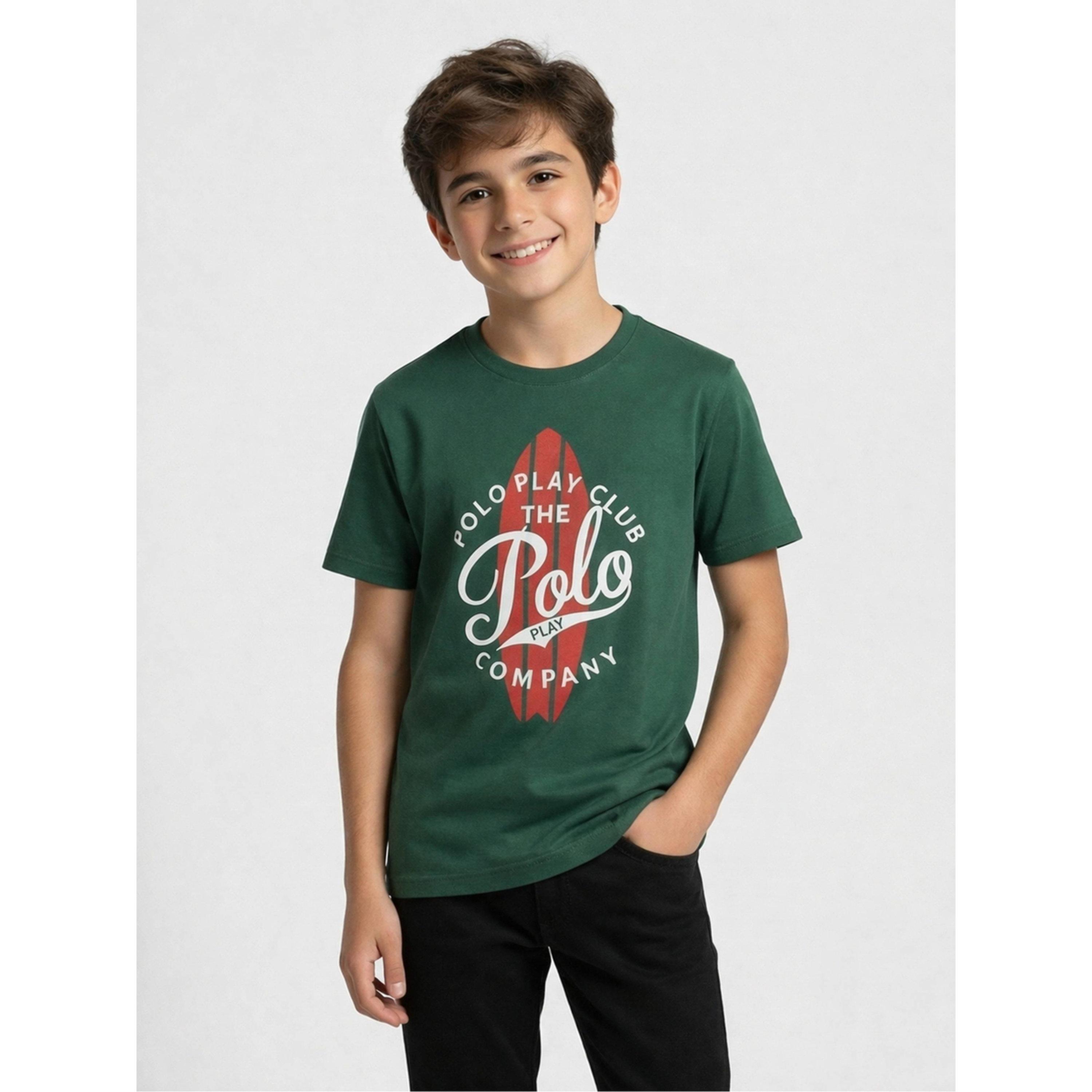 تيشيرت بياقة دائرية وشعار جرافيك للأولاد-boys-clothing-tshirtsandpolos-image-1