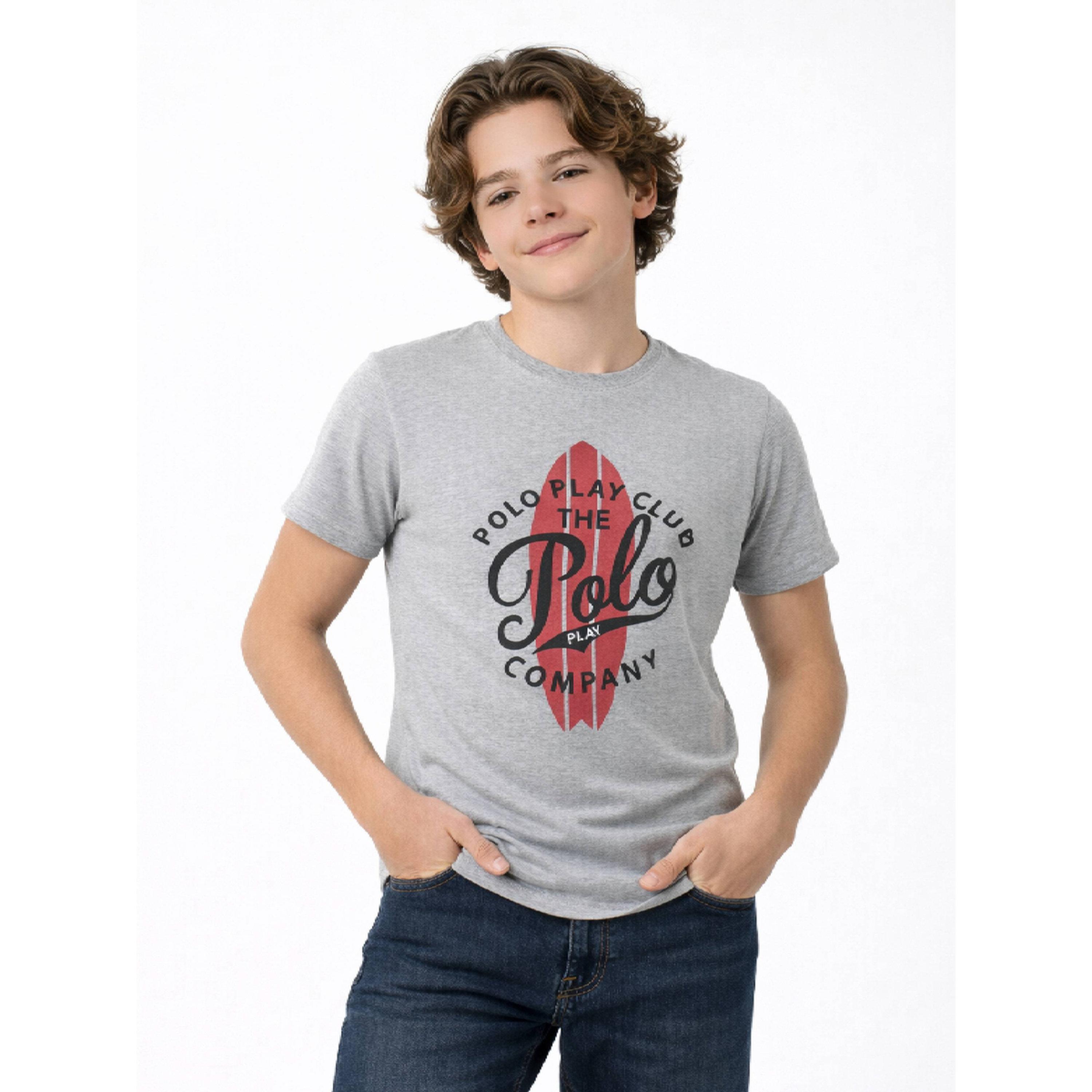 تيشيرت بياقة دائرية وشعار جرافيك للأولاد-boys-clothing-tshirtsandpolos-image-1