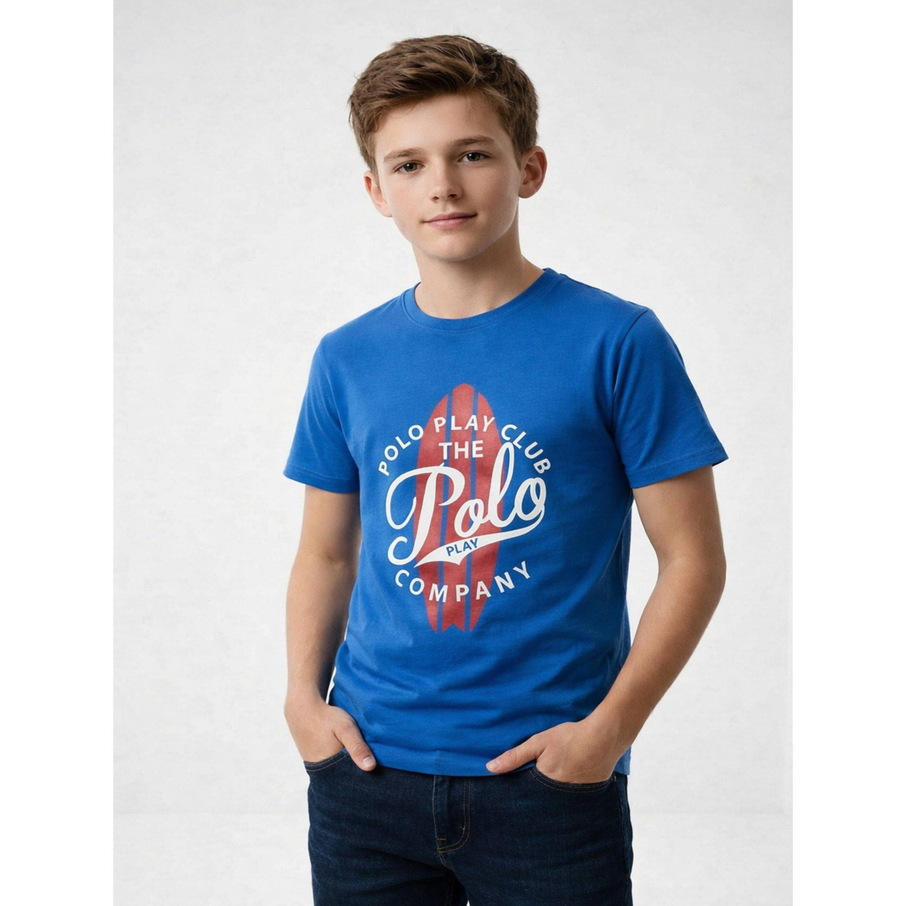 تيشيرت بياقة دائرية وشعار جرافيك للأولاد-boys-clothing-tshirtsandpolos-image-1