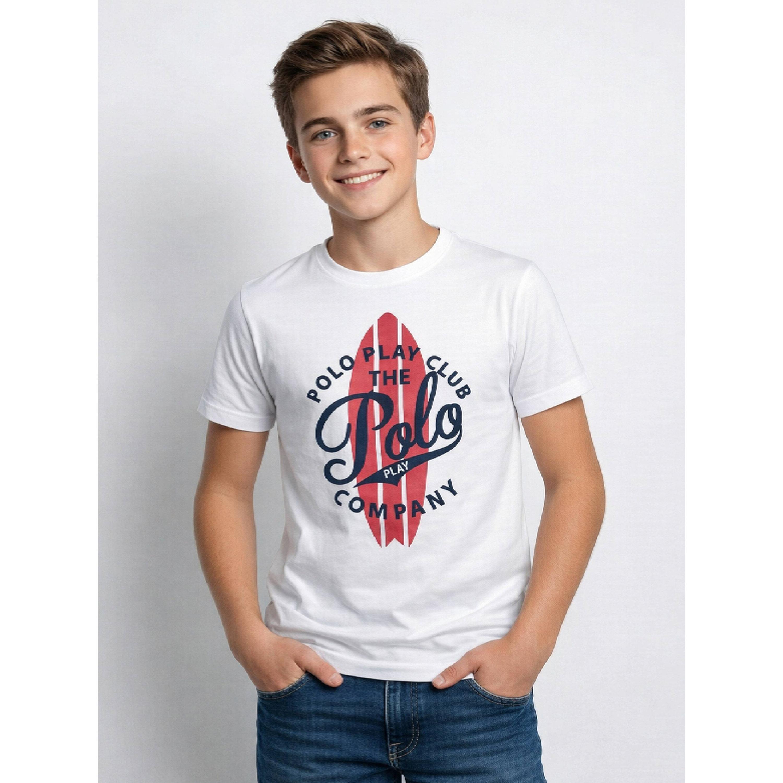 تيشيرت بياقة دائرية وشعار جرافيك للأولاد-boys-clothing-tshirtsandpolos-image-1