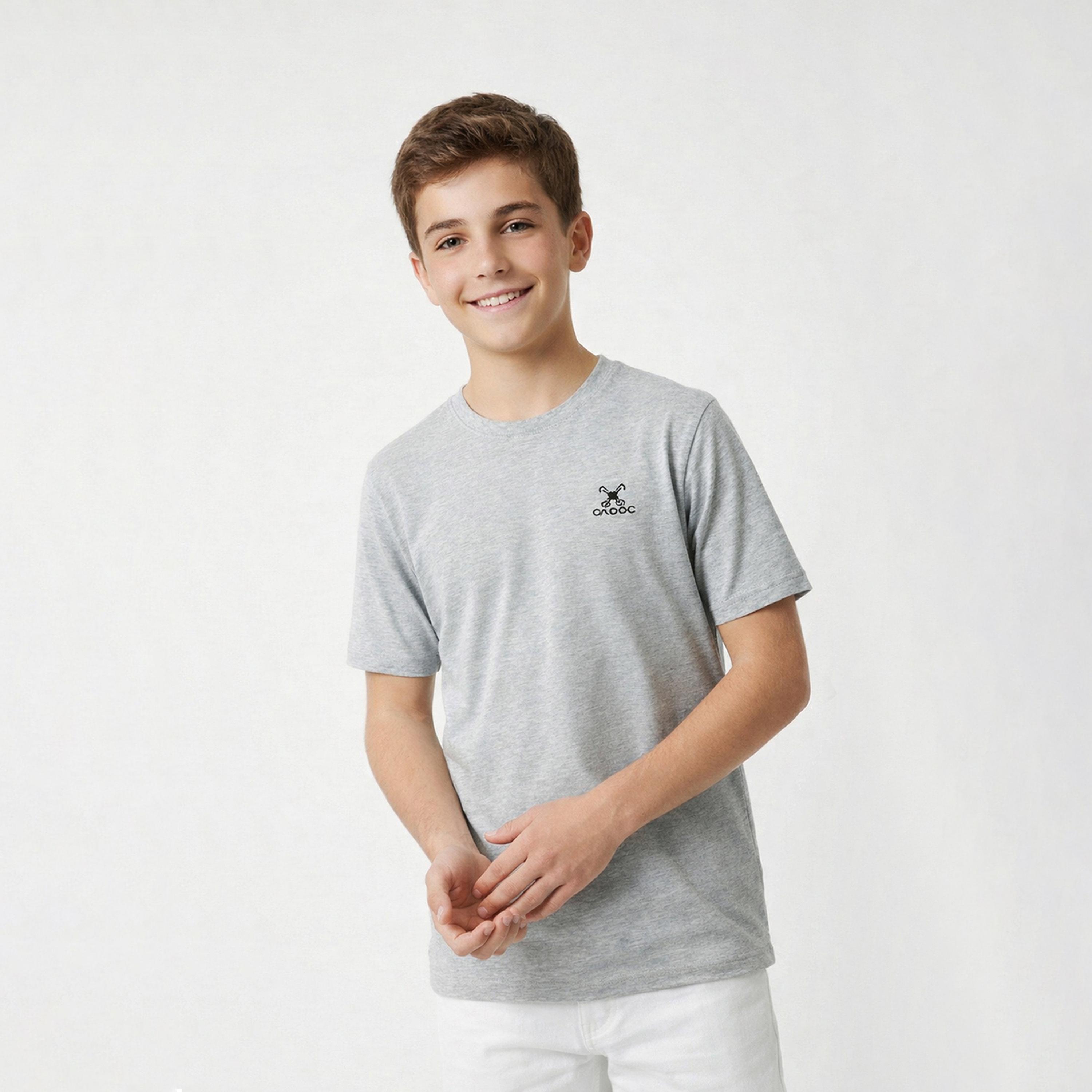 تيشيرت بياقة دائرية وشعار جرافيك للأولاد-boys-clothing-tshirtsandpolos-image-1