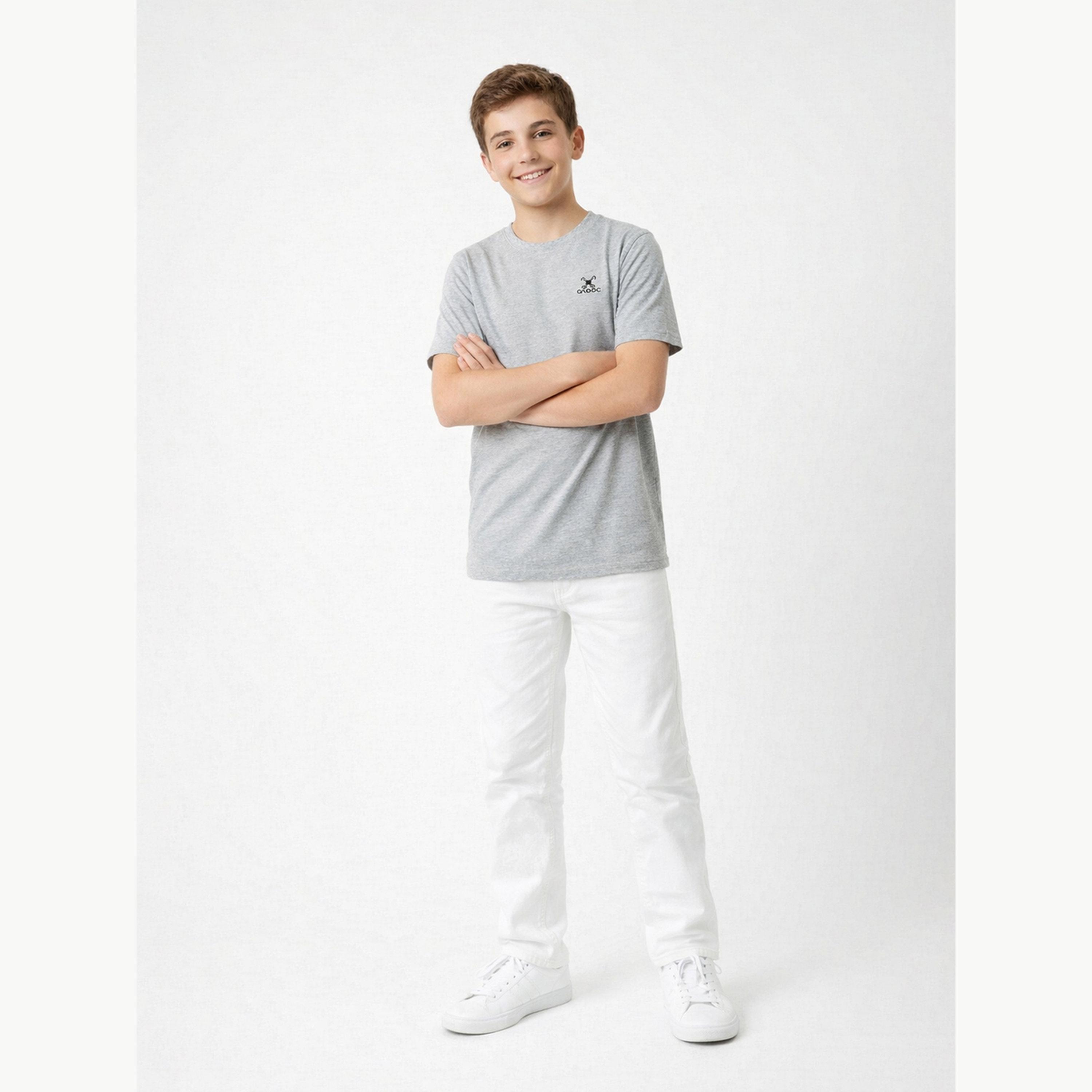 تيشيرت بياقة دائرية وشعار جرافيك للأولاد-boys-clothing-tshirtsandpolos-image-2