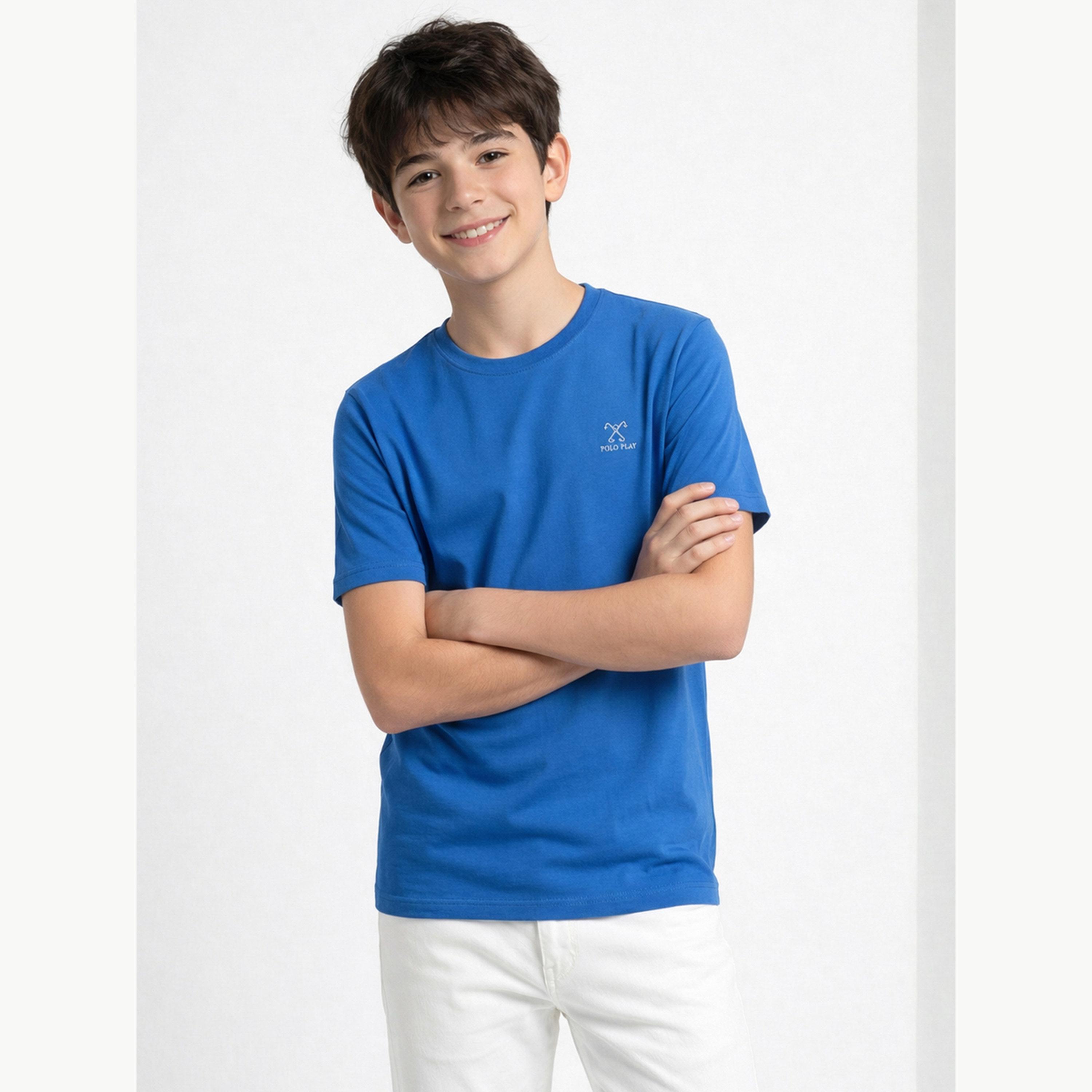 تيشيرت بياقة دائرية وشعار جرافيك للأولاد-boys-clothing-tshirtsandpolos-image-2