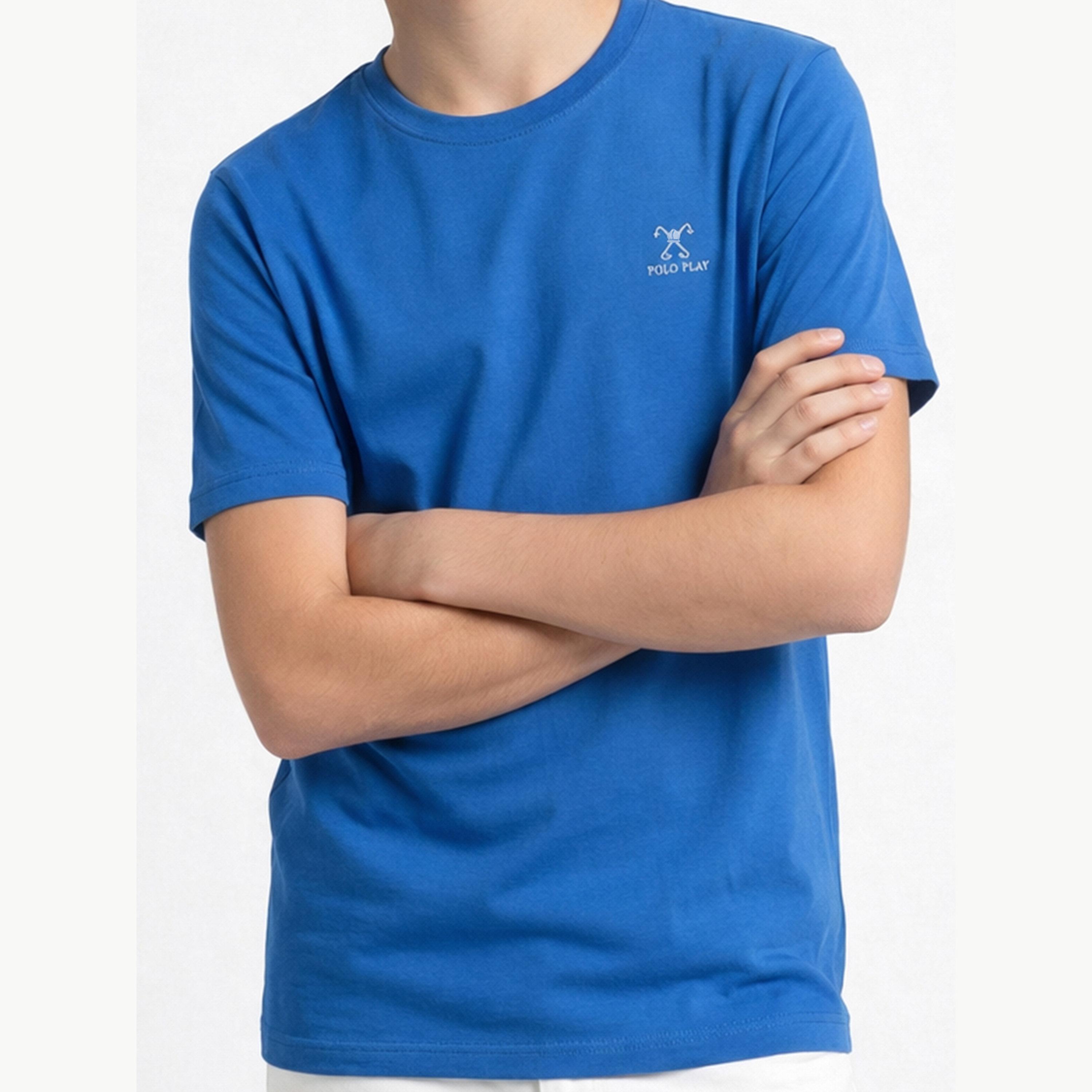 تيشيرت بياقة دائرية وشعار جرافيك للأولاد-boys-clothing-tshirtsandpolos-image-4