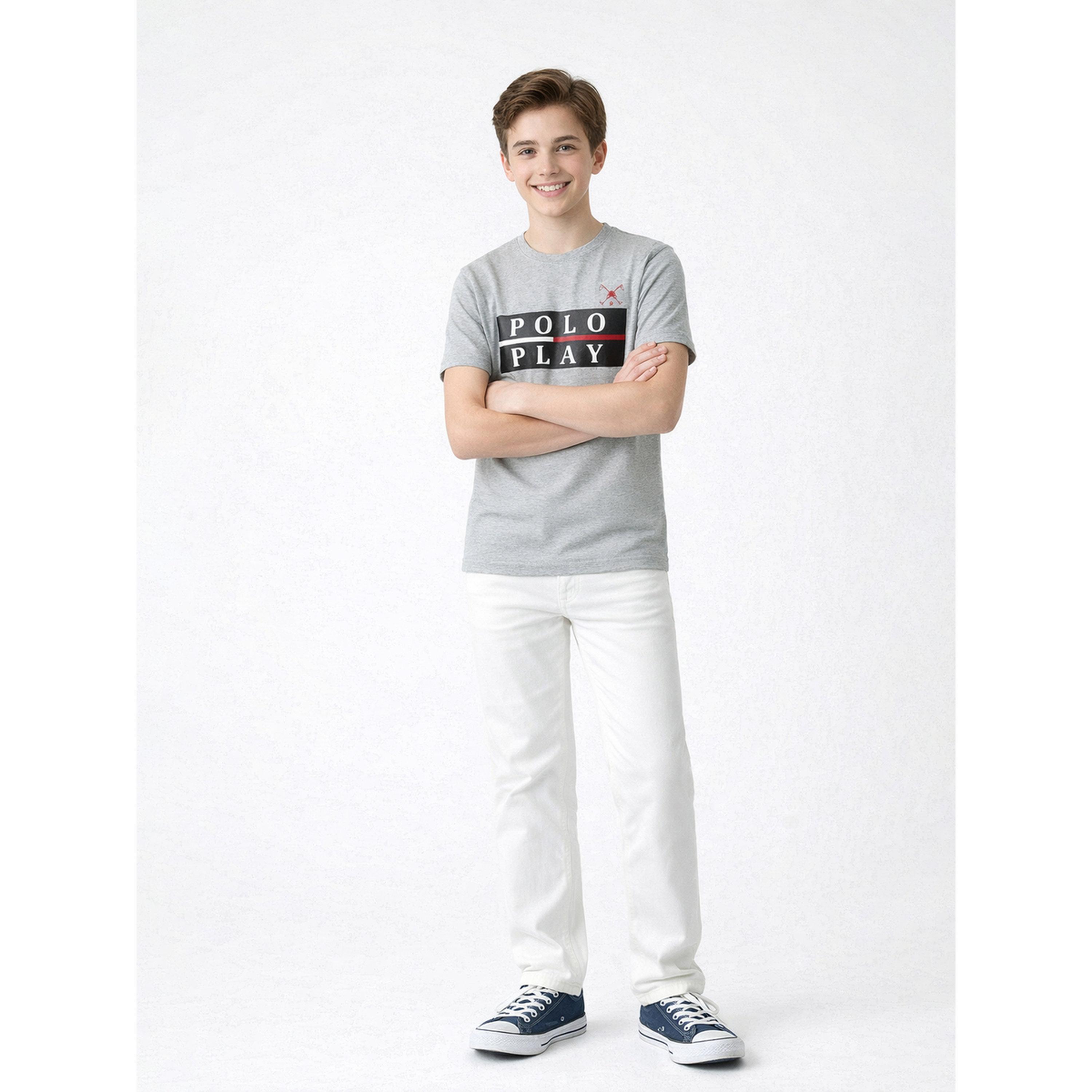تيشيرت بياقة دائرية وشعار جرافيك للأولاد-boys-clothing-tshirtsandpolos-image-2