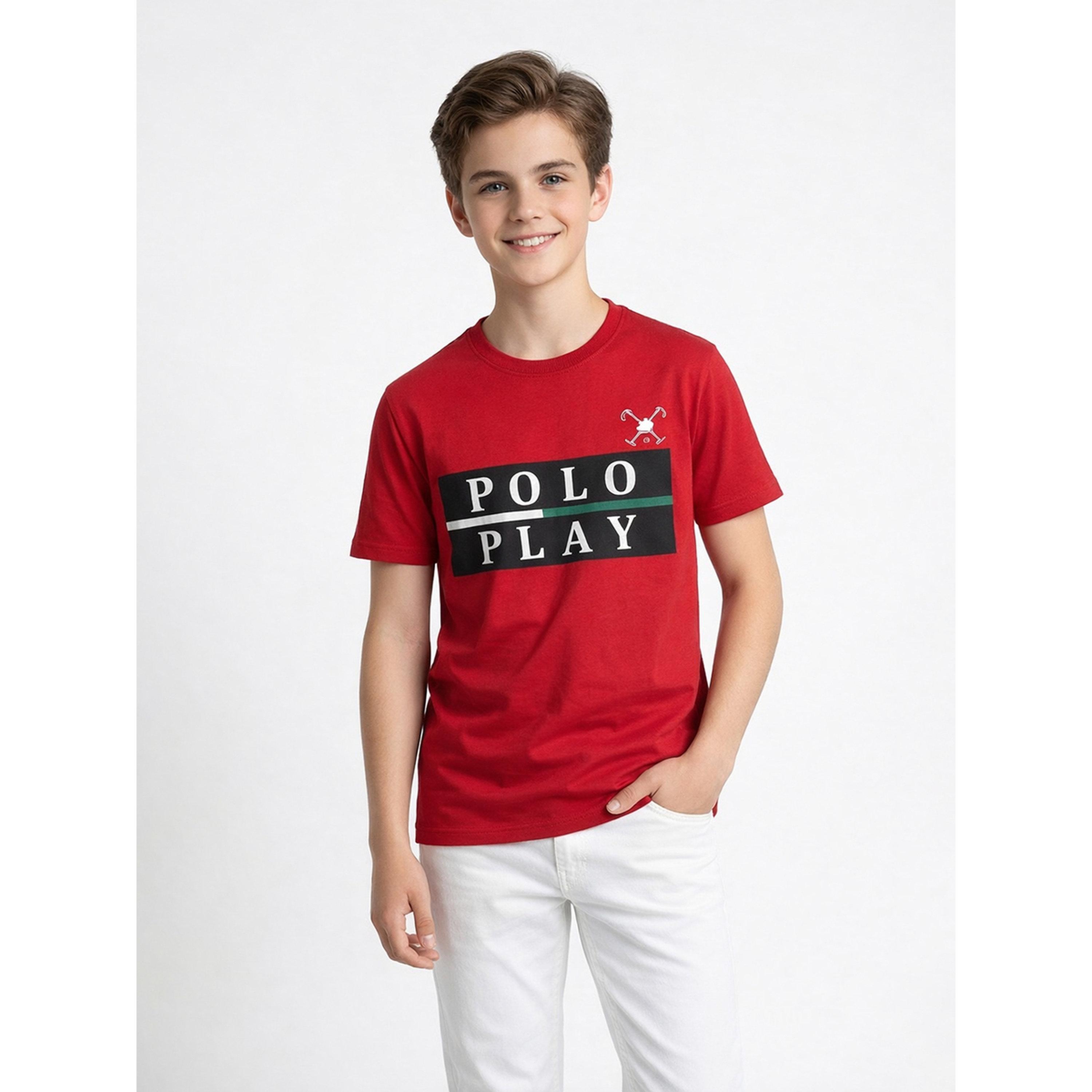 تيشيرت بياقة دائرية وشعار جرافيك للأولاد-boys-clothing-tshirtsandpolos-image-1