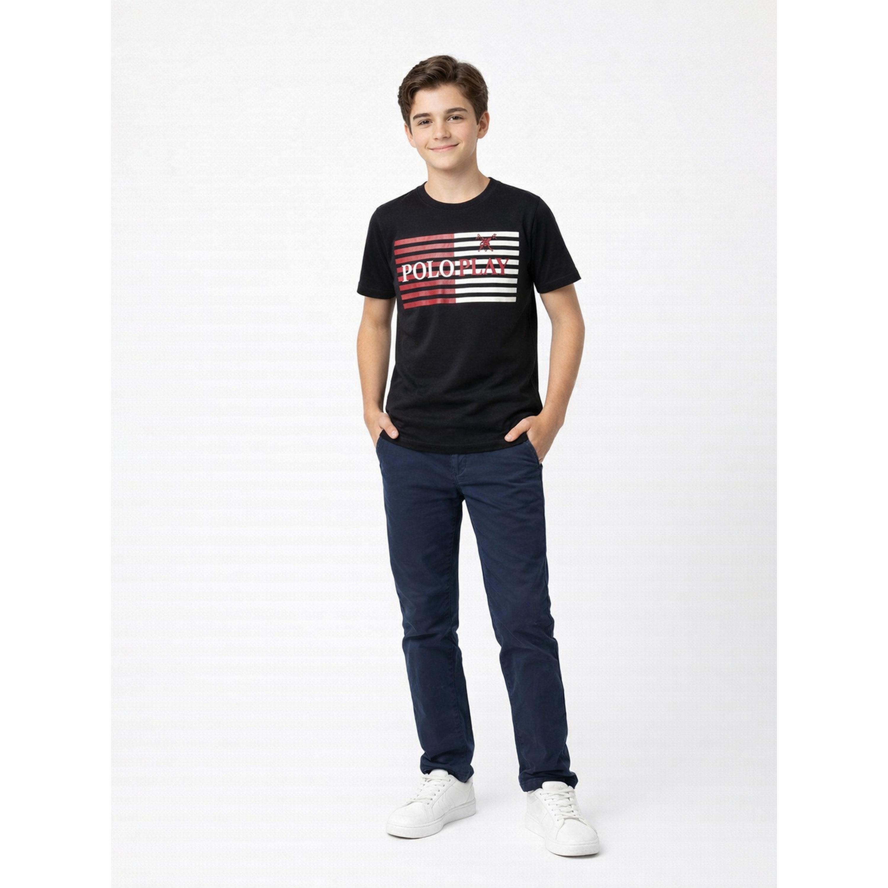 تيشيرت بياقة دائرية وشعار جرافيك للأولاد-boys-clothing-tshirtsandpolos-image-2