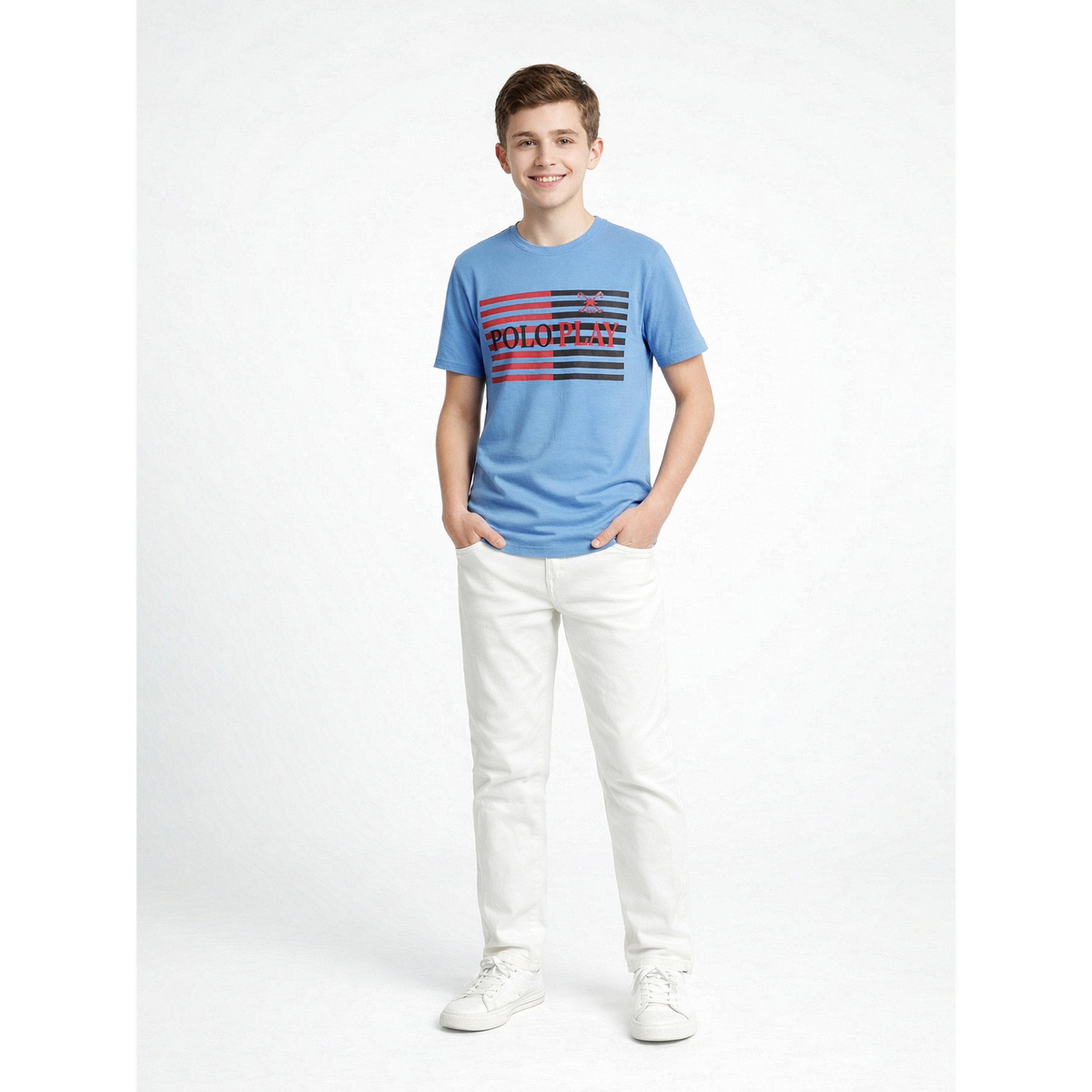 تيشيرت بياقة دائرية وشعار جرافيك للأولاد-boys-clothing-tshirtsandpolos-image-2