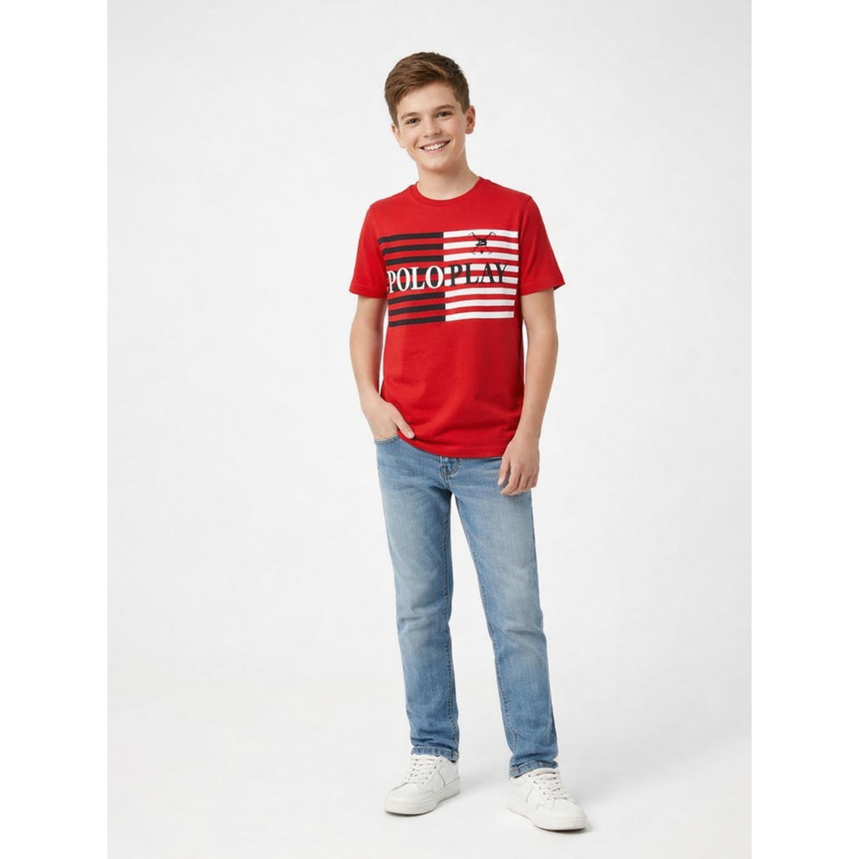 تيشيرت بياقة دائرية وشعار جرافيك للأولاد-boys-clothing-tshirtsandpolos-image-2