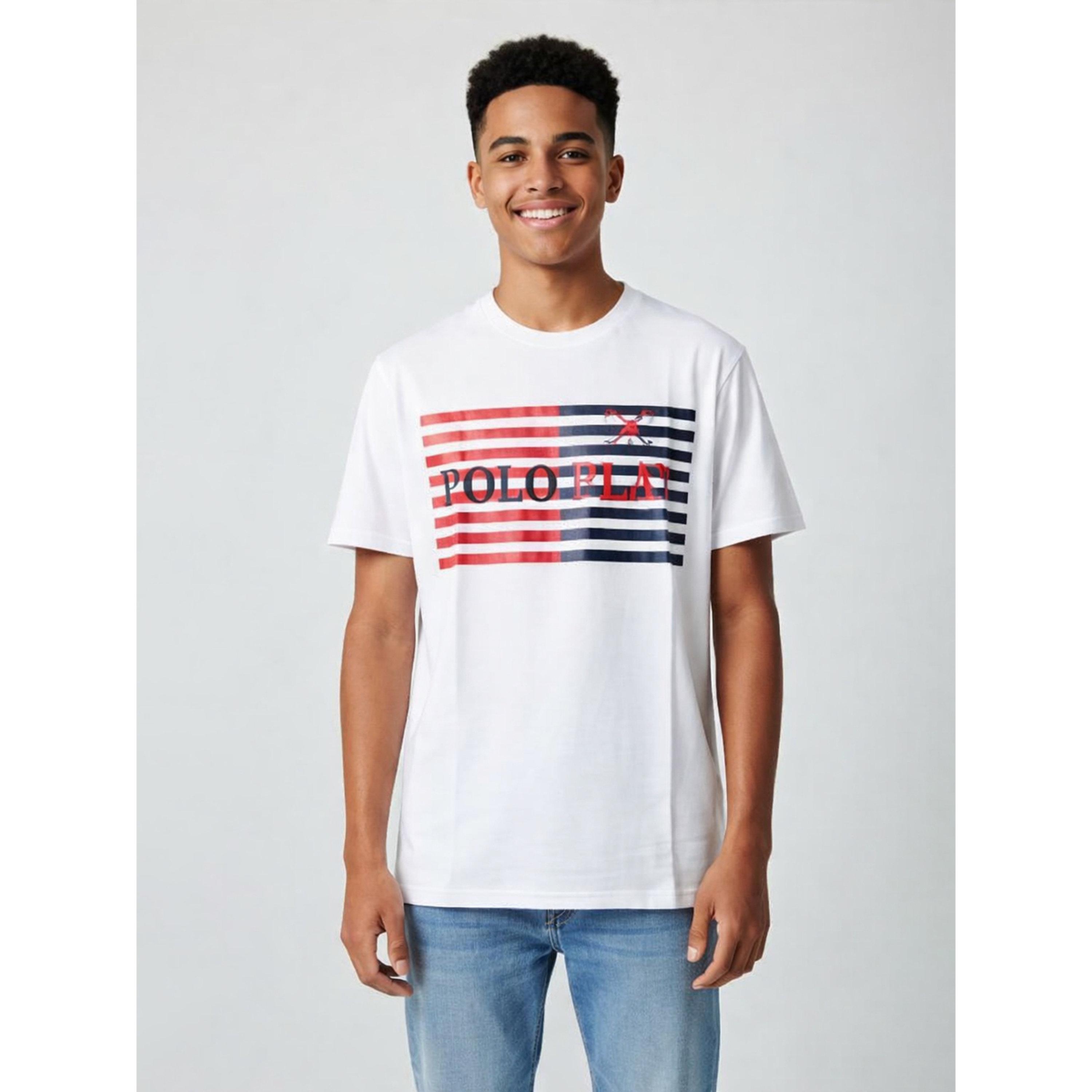 تيشيرت بياقة دائرية وشعار جرافيك للأولاد-boys-clothing-tshirtsandpolos-image-1