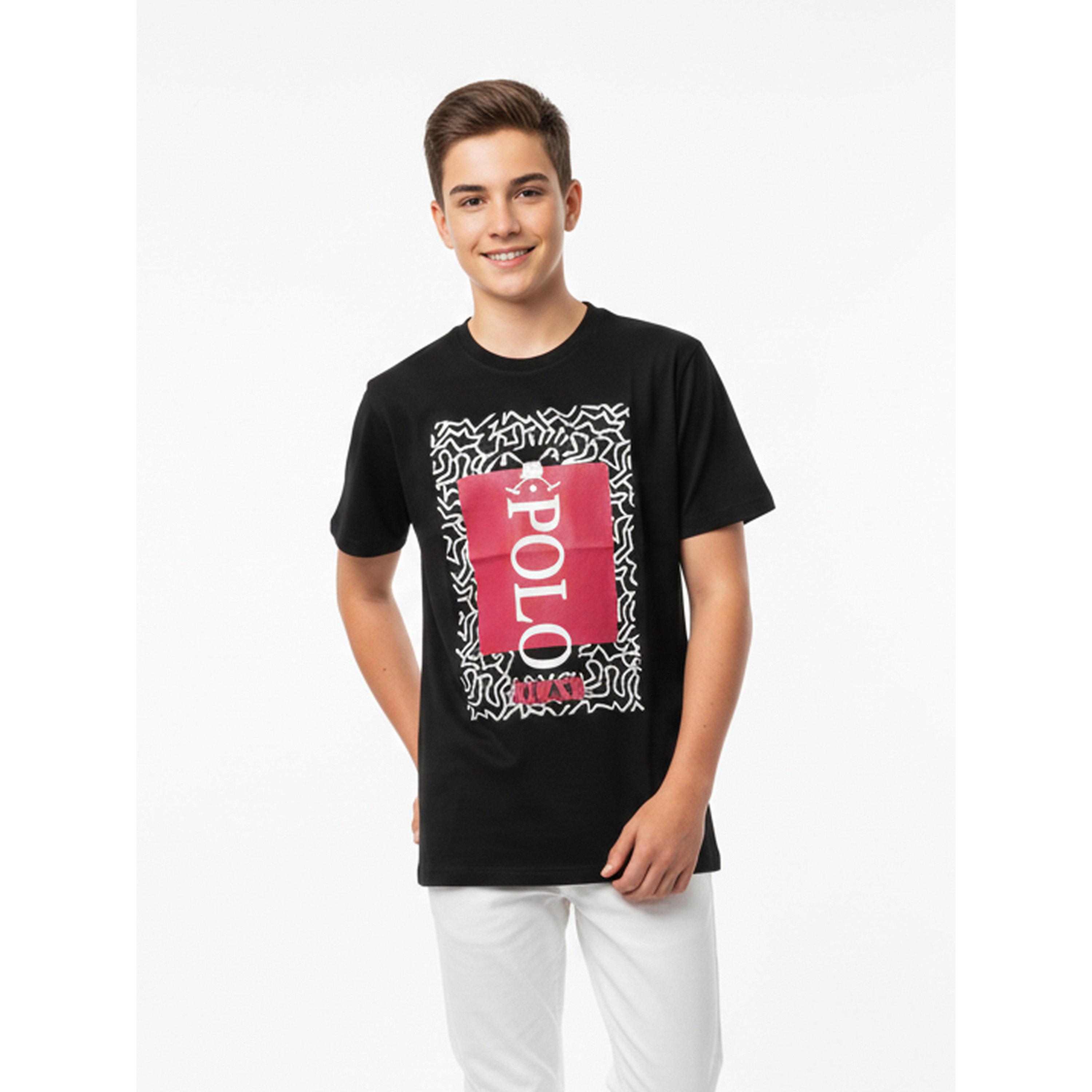تيشيرت بياقة دائرية وشعار جرافيك للأولاد-boys-clothing-tshirtsandpolos-image-1