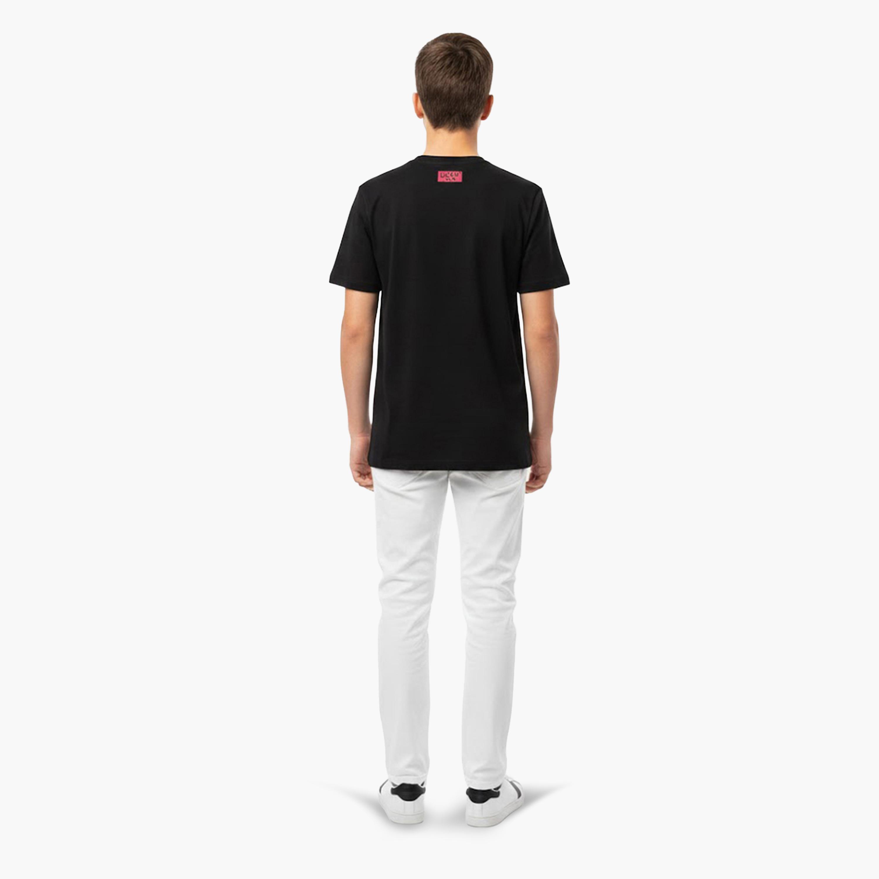 تيشيرت بياقة دائرية وشعار جرافيك للأولاد-boys-clothing-tshirtsandpolos-image-3