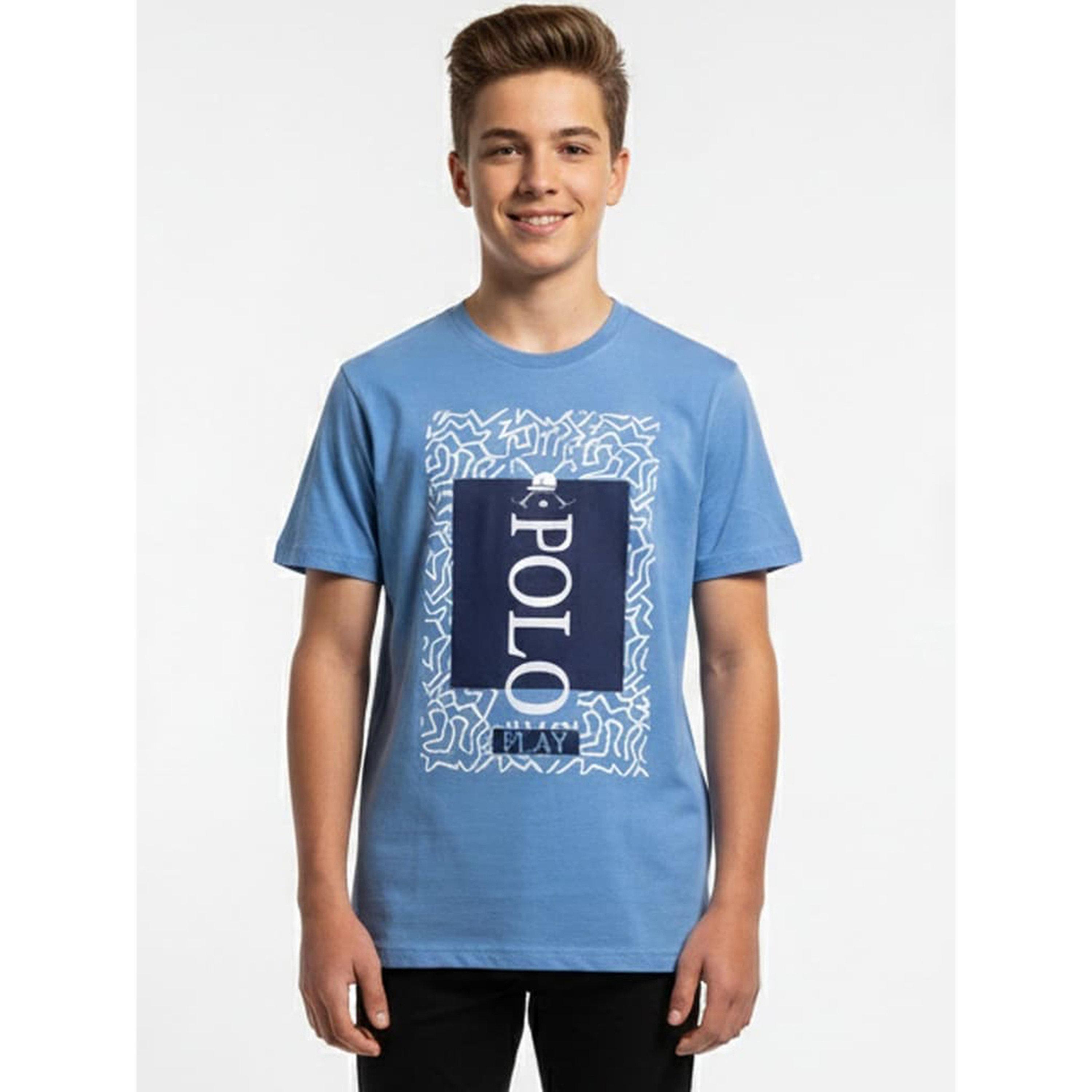 تيشيرت بياقة دائرية وشعار جرافيك للأولاد-boys-clothing-tshirtsandpolos-image-1