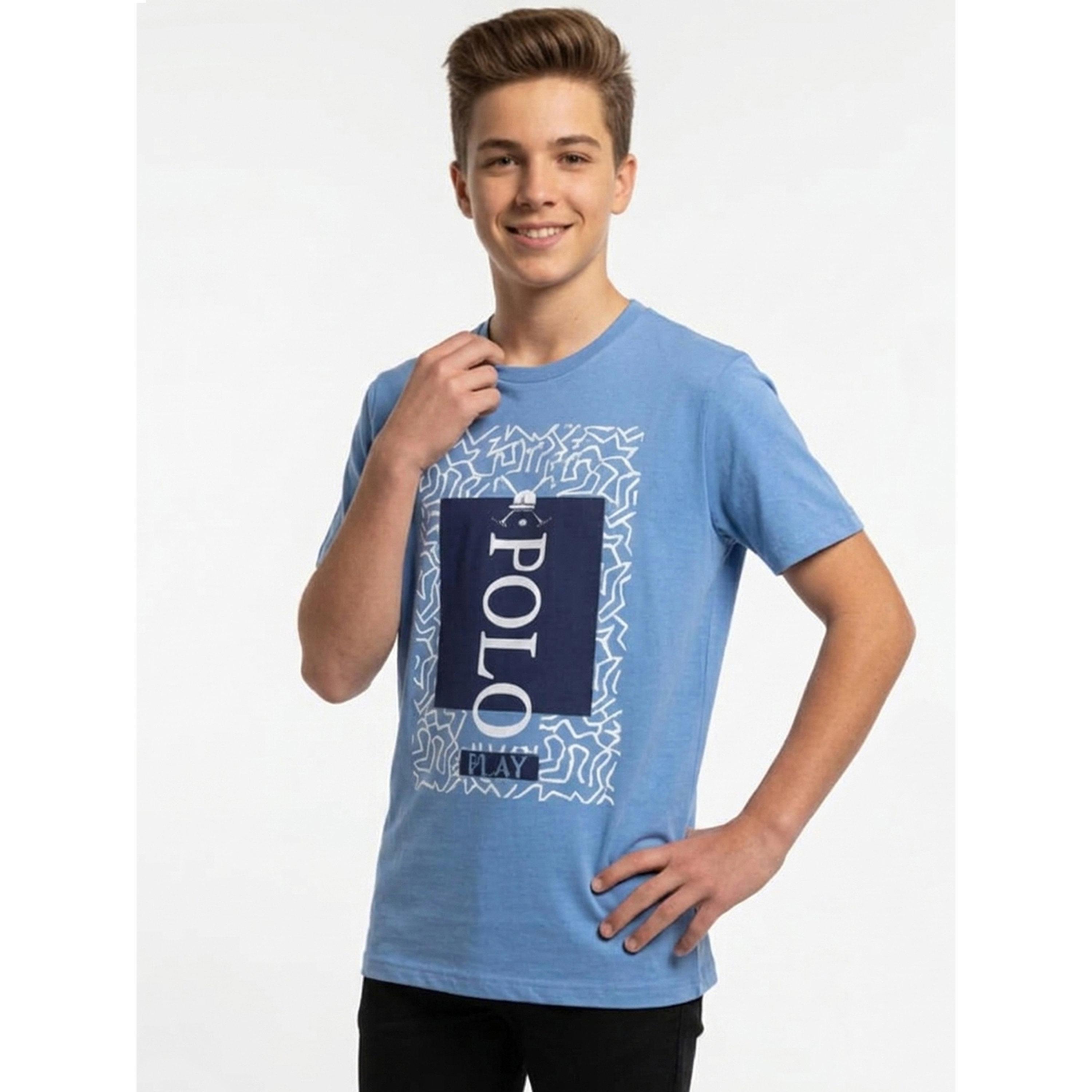 تيشيرت بياقة دائرية وشعار جرافيك للأولاد-boys-clothing-tshirtsandpolos-image-2