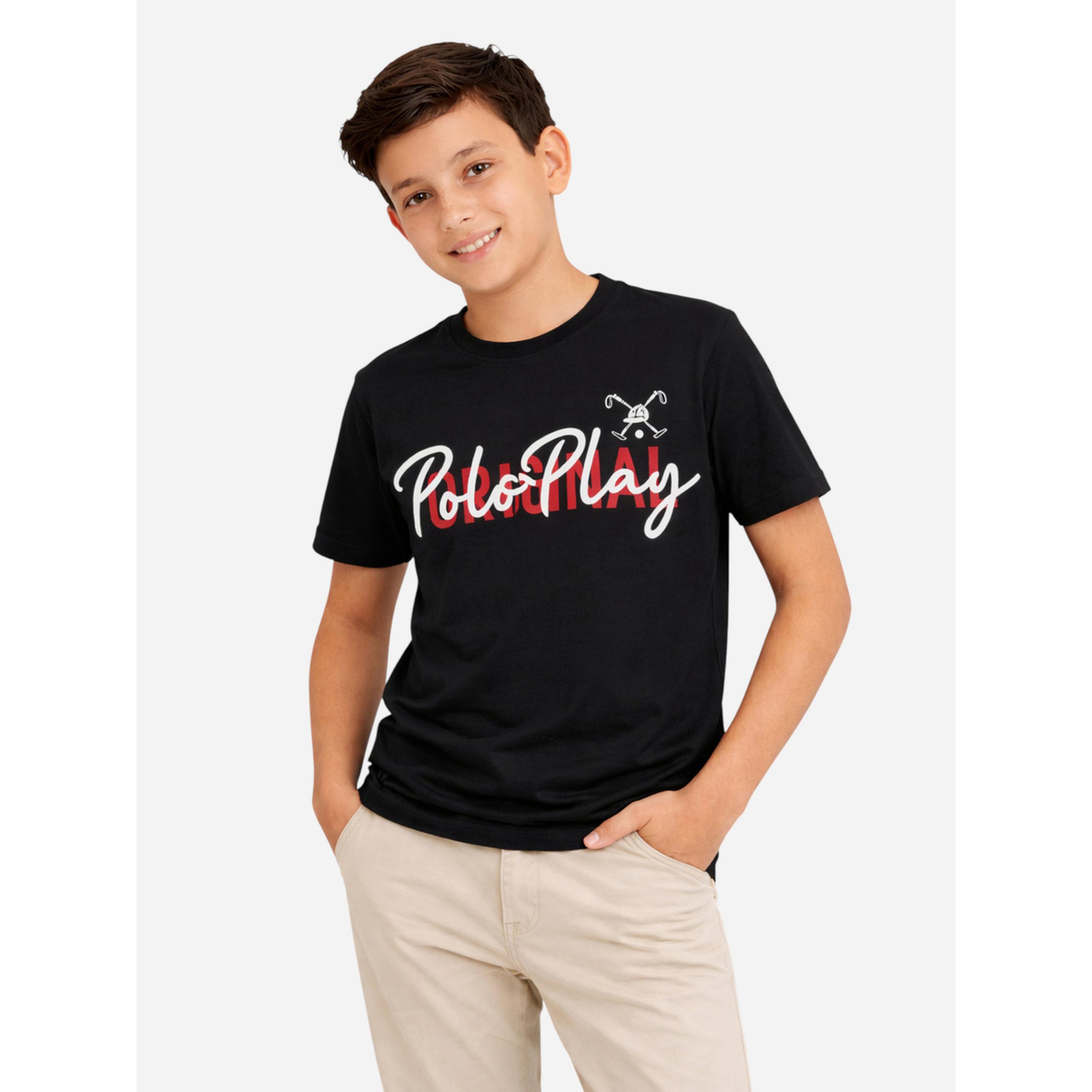 تيشيرت بياقة دائرية وشعار جرافيك للأولاد-boys-clothing-tshirtsandpolos-image-1