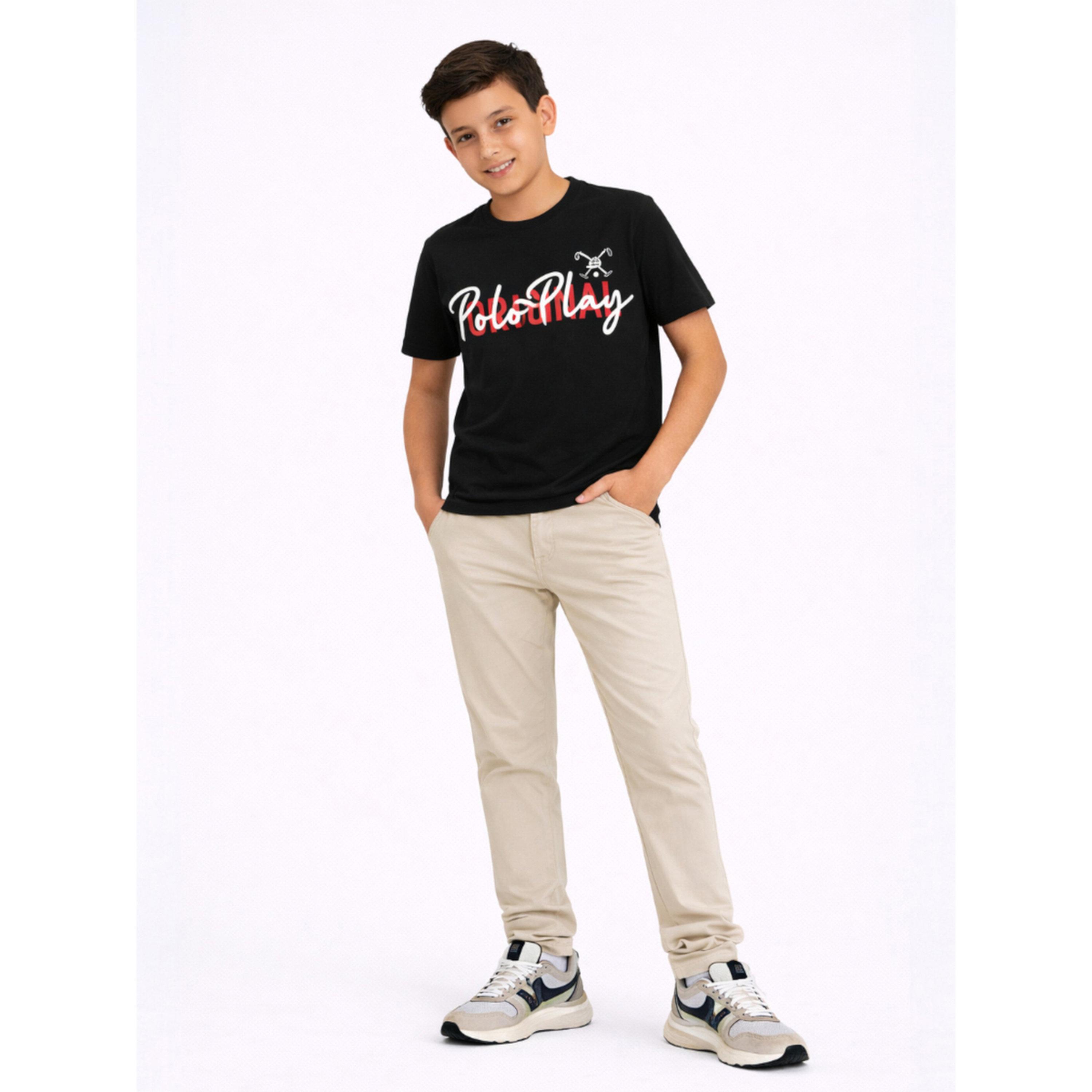 تيشيرت بياقة دائرية وشعار جرافيك للأولاد-boys-clothing-tshirtsandpolos-image-2