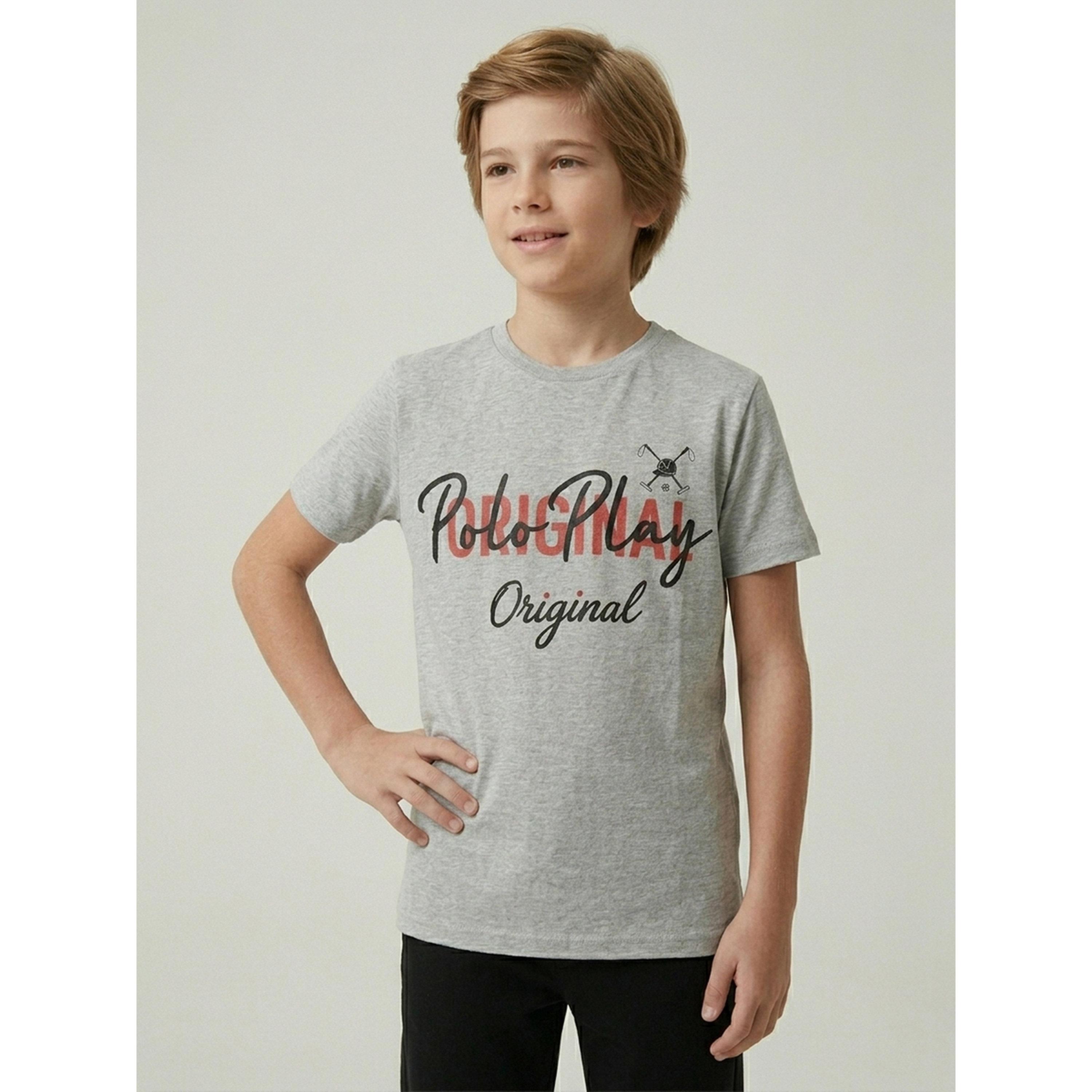 تيشيرت بياقة دائرية وشعار جرافيك للأولاد-boys-clothing-tshirtsandpolos-image-1
