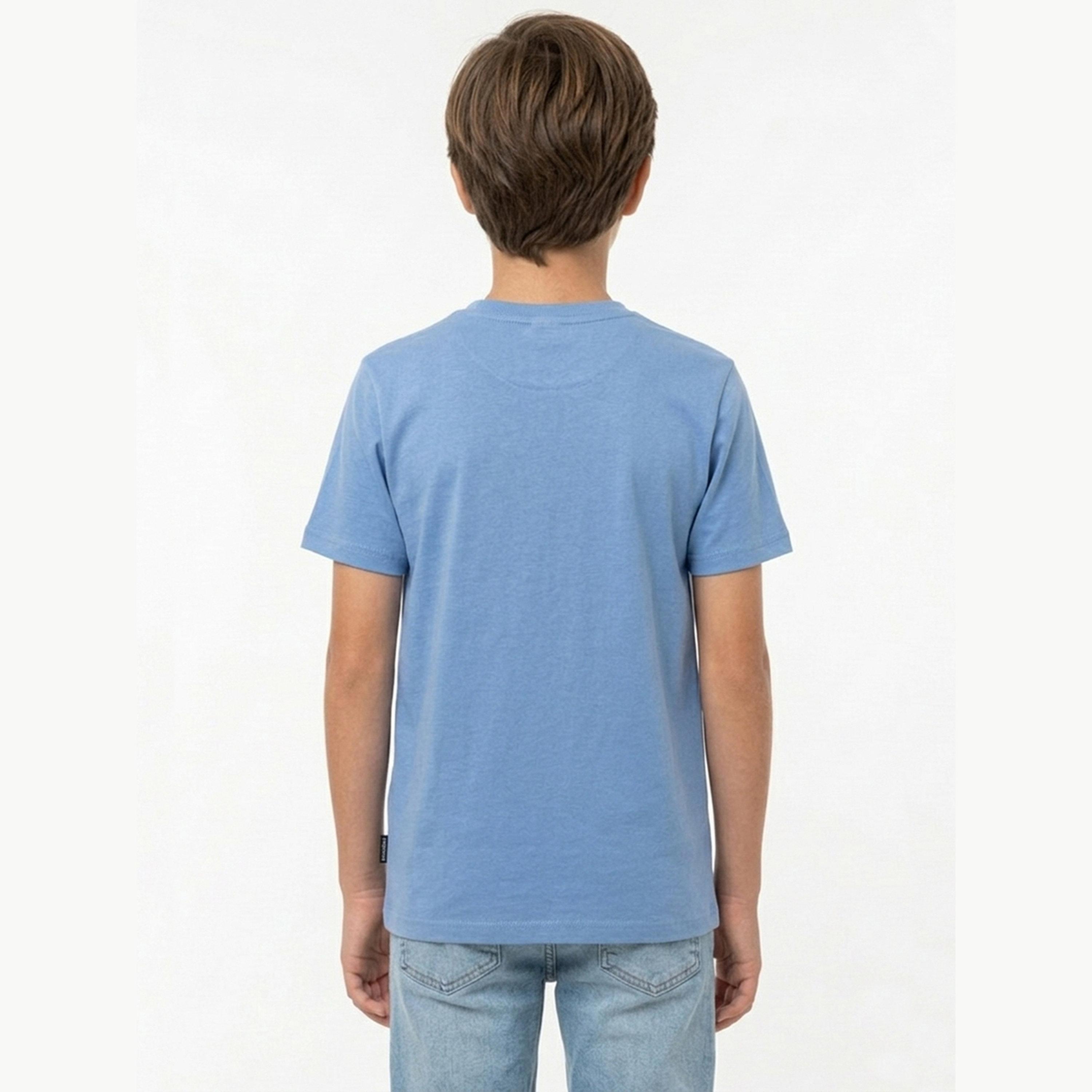 تيشيرت بياقة دائرية وشعار جرافيك للأولاد-boys-clothing-tshirtsandpolos-image-3