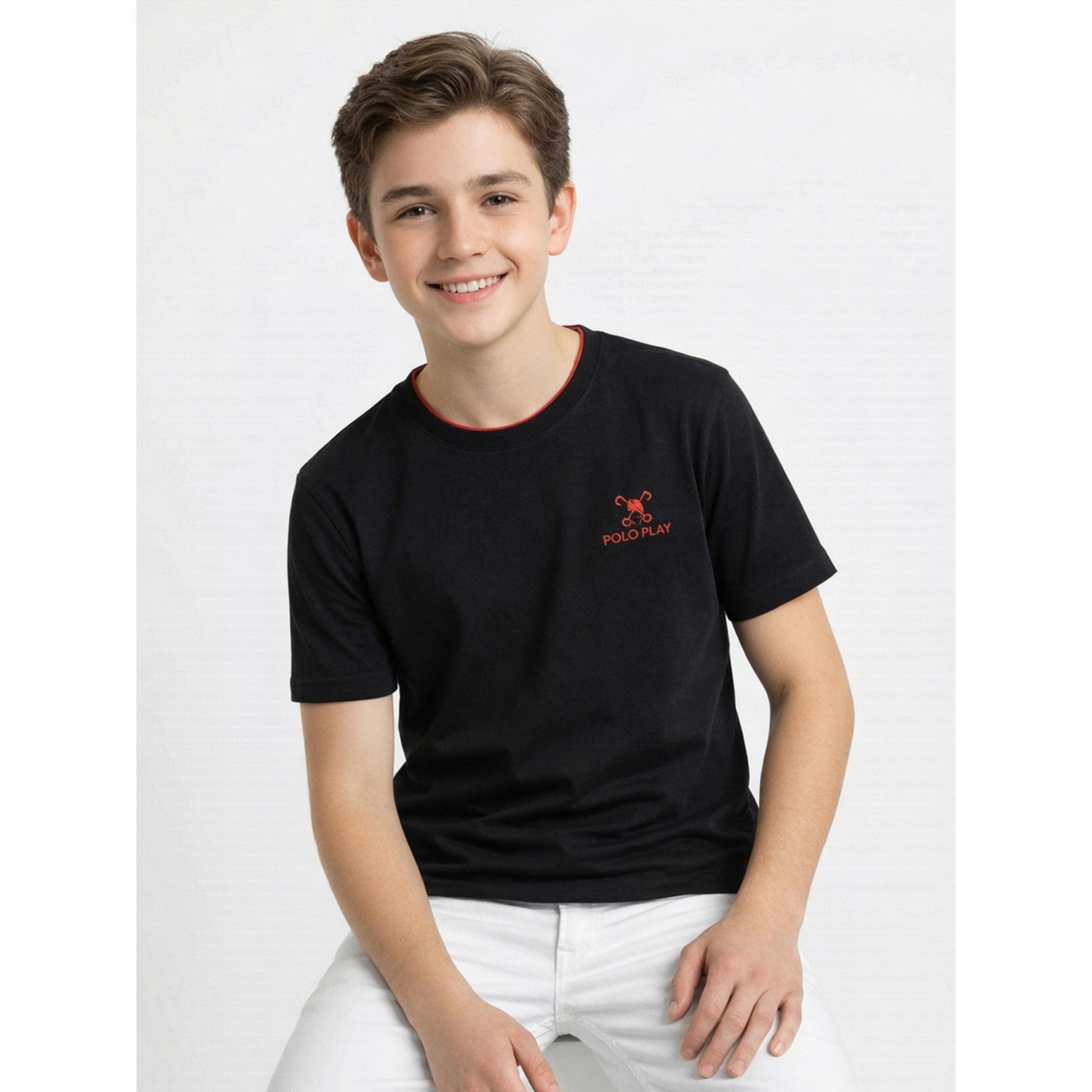 تيشيرت بياقة دائرية وشعار للأولاد-boys-clothing-tshirtsandpolos-image-1
