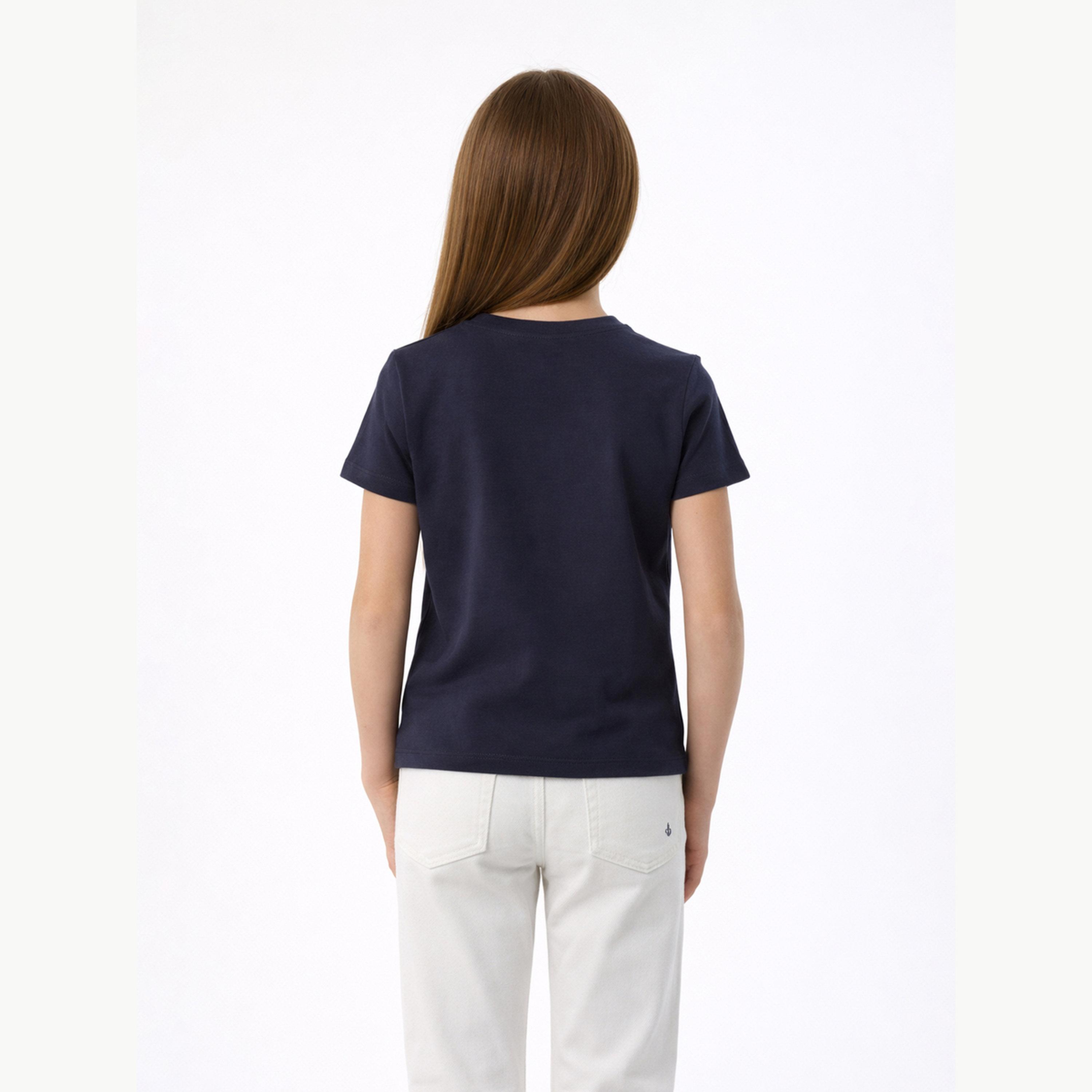 تيشيرت بياقة دائرية وشعار جرافيك للبنات-girls-clothing-tshirts-image-3