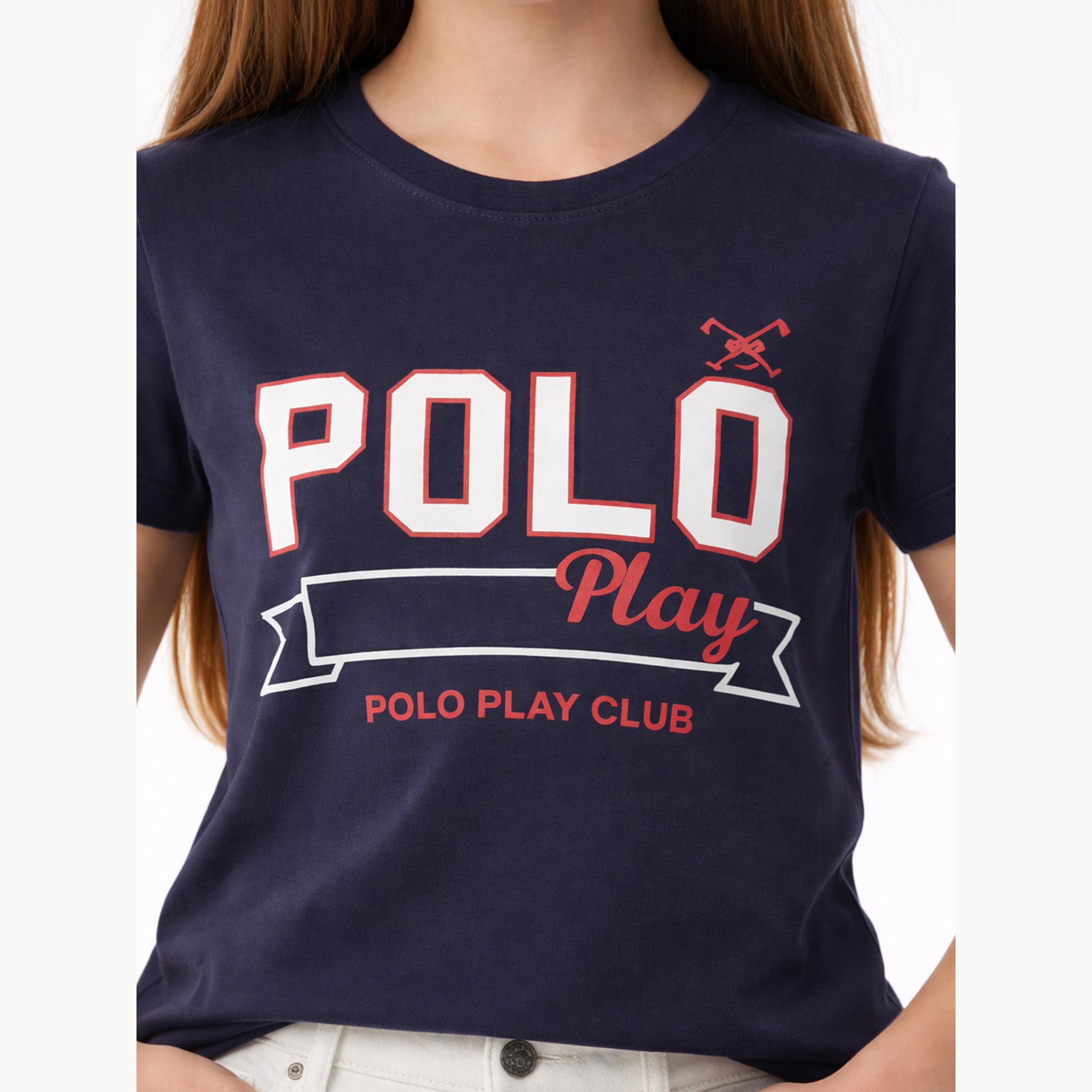 تيشيرت بياقة دائرية وشعار جرافيك للبنات-girls-clothing-tshirts-image-4